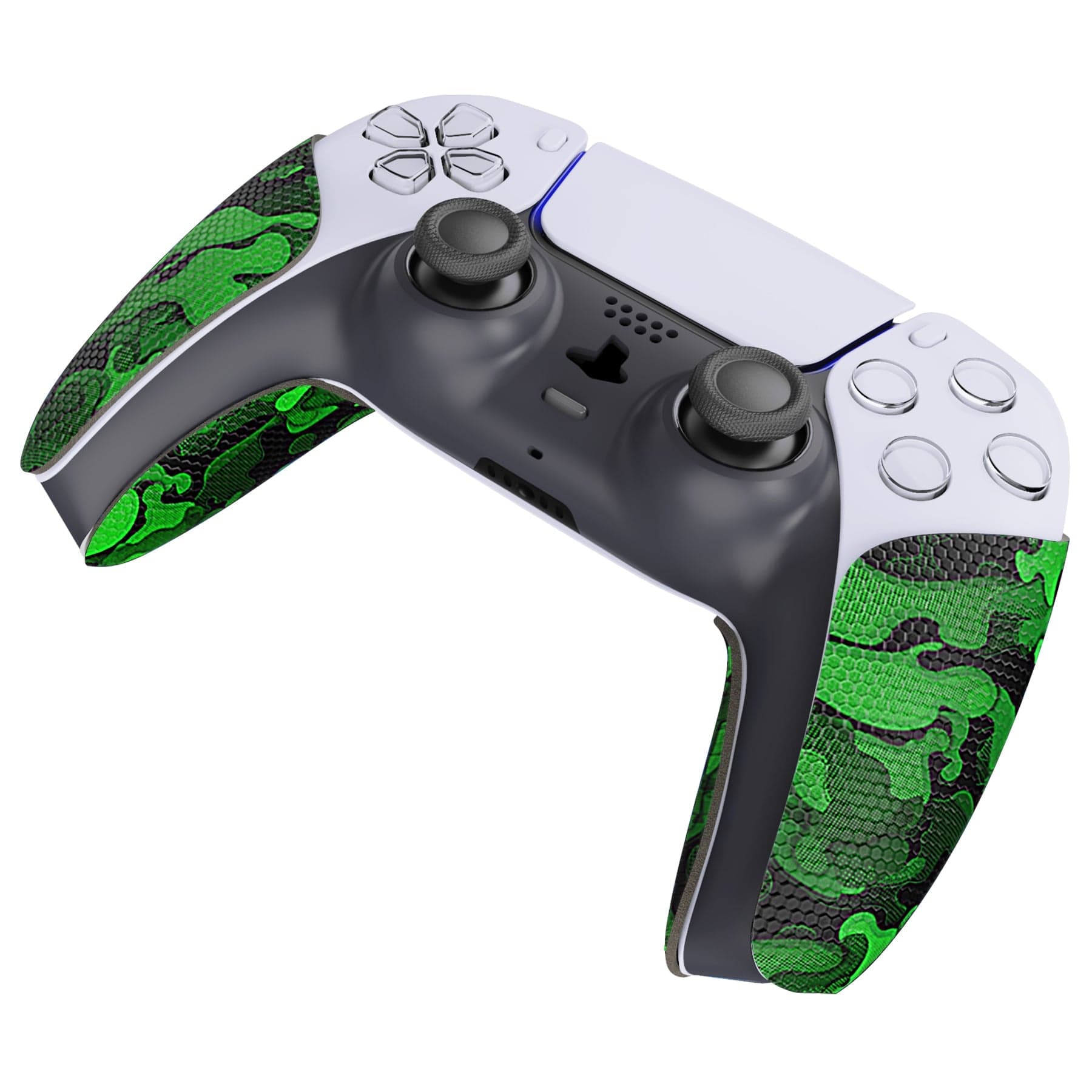 PlayVital Anti-Skid Sweat-Absorbent Controller Grip for PS5 Controller, Professional Textured Soft Rubber Pads Handle Grips for PS5 Controller - Black Green Camouflage - PFPJ064 PlayVital