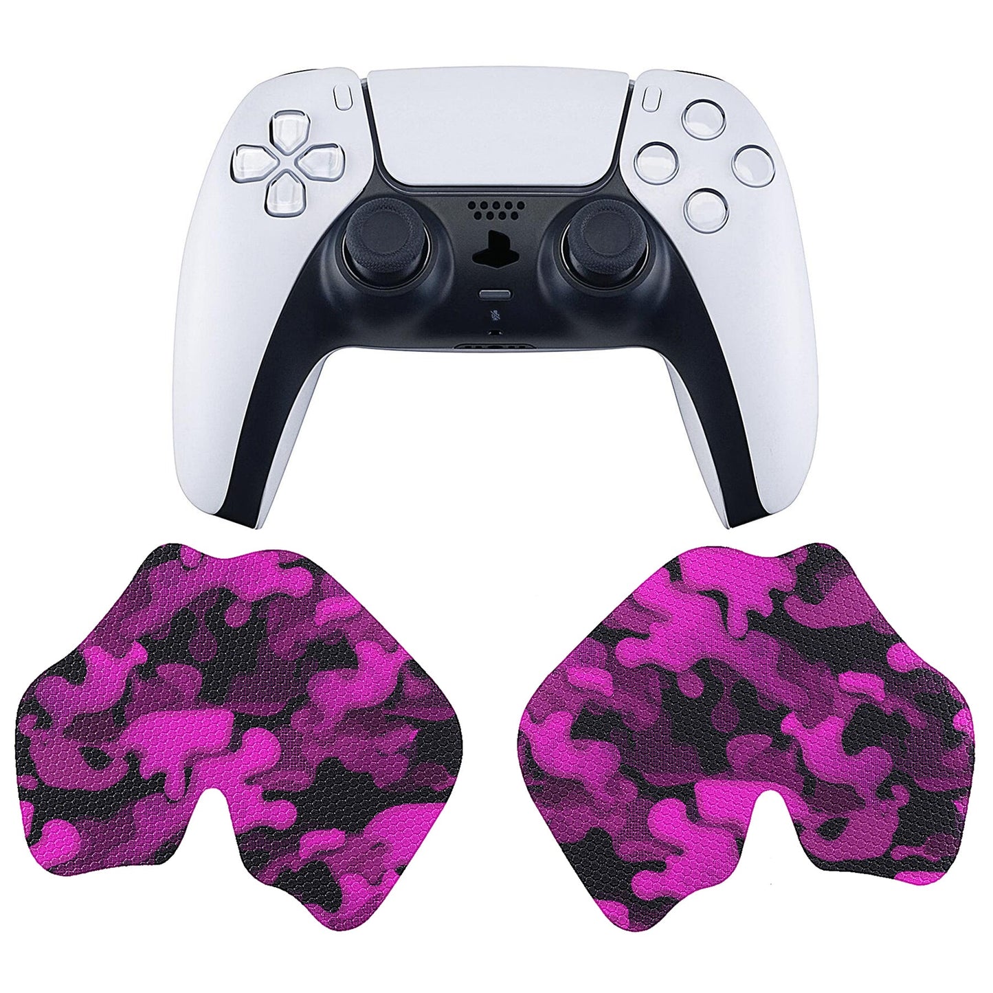 PlayVital Anti-Skid Sweat-Absorbent Controller Grip for PS5 Controller, Professional Textured Soft Rubber Pads Handle Grips for PS5 Controller - Rose Red Black Camouflage - PFPJ066 PlayVital