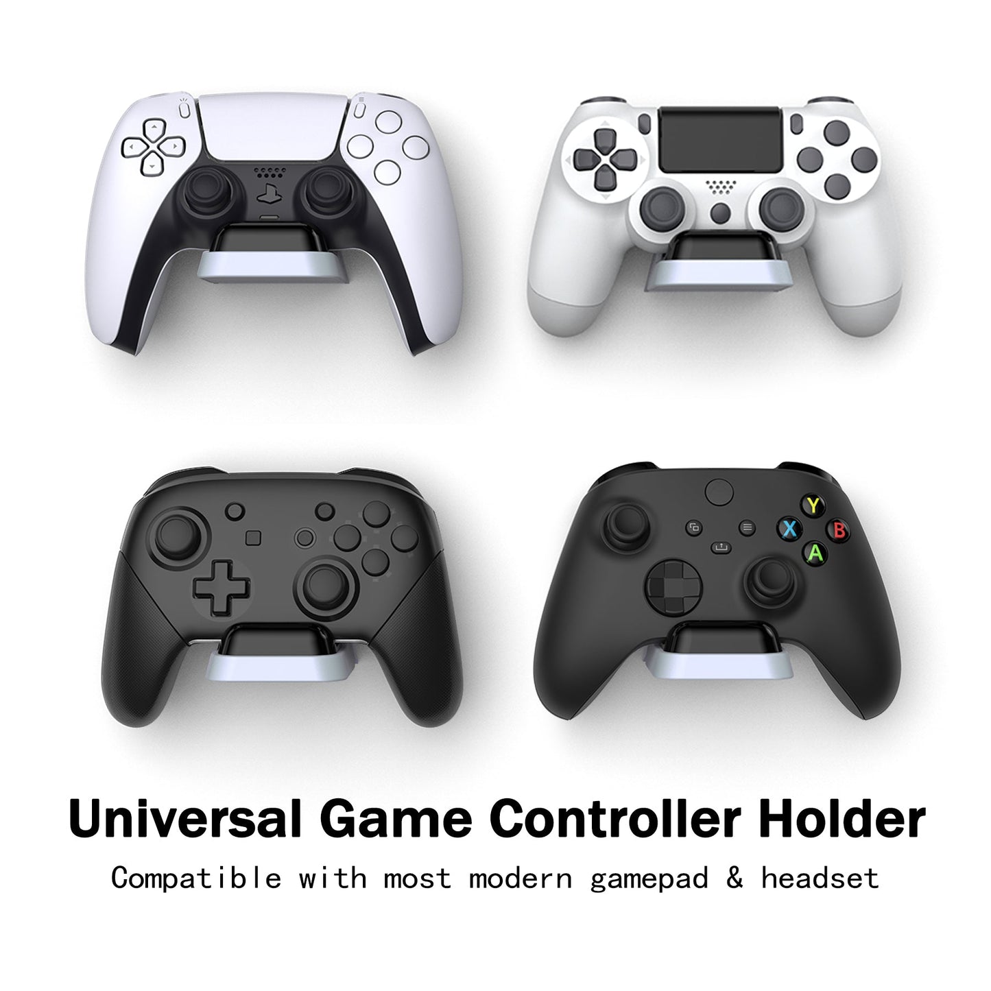 PlayVital Universal Game Controller Wall Mount for ps5 & Headset, Wall Stand for Xbox Series Controller, Wall Holder for Nintendo Switch Pro Controller, Dedicated Console Hanger Mode for ps5 - Black & White - PFPJ069 PlayVital