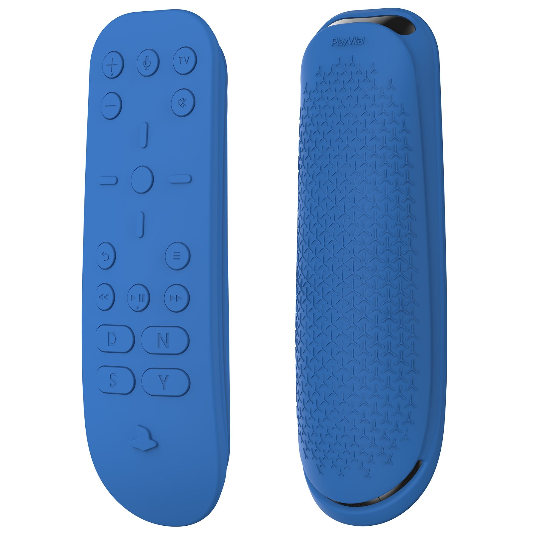 PlayVital Blue Silicone Protective Remote Case for PS5 Media Remote Cover, Ergonomic Design Full Body Protector Skin for PS5 Remote Control - PFPJ077 PlayVital