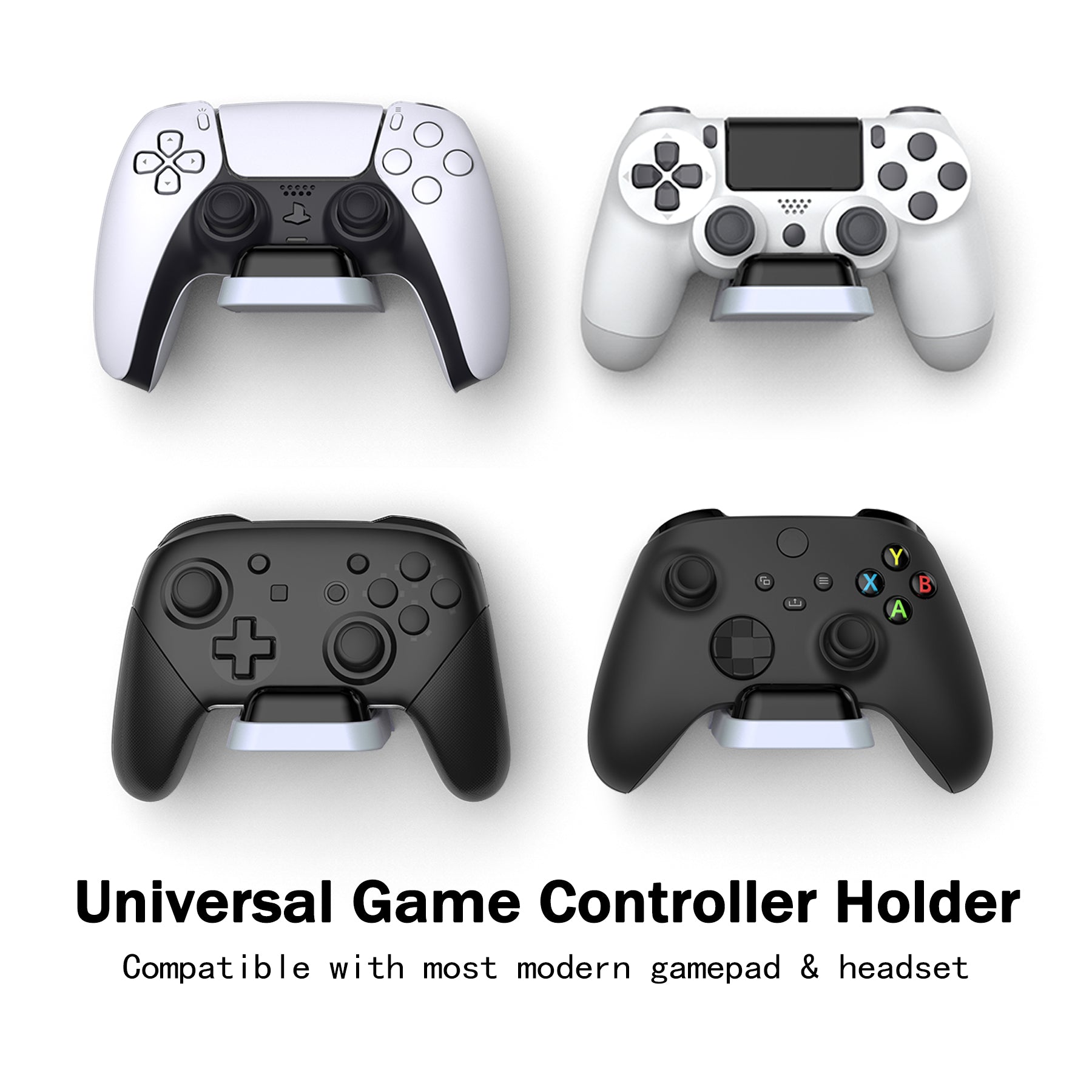 PlayVital 2 Pack Universal Game Controller Wall Mount for ps5 & Headset, Wall Stand for Xbox Series Controller, Wall Holder for Switch Pro Controller, Dedicated Console Hanger Mode for ps5 - Black & White - PFPJ093 playvital