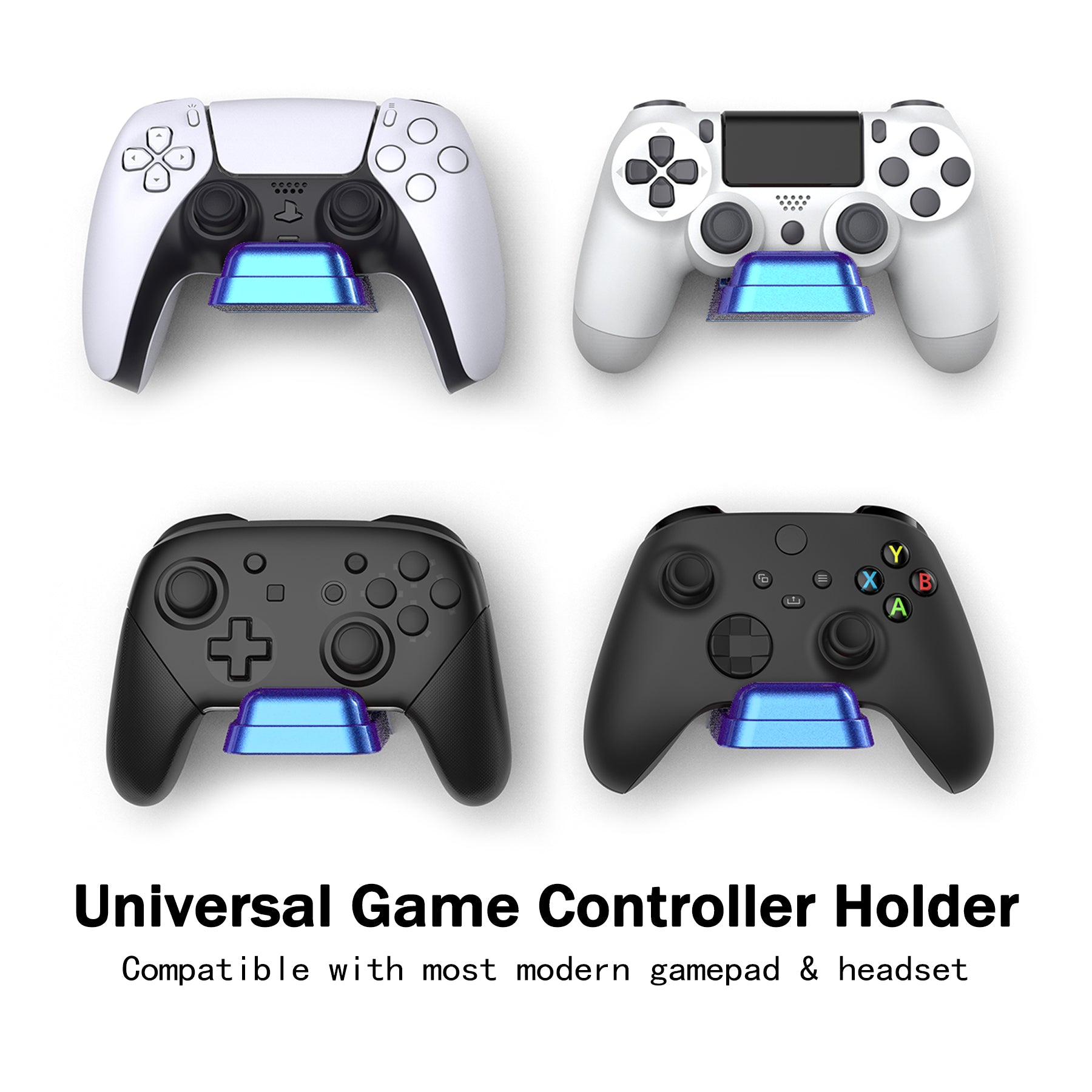 PlayVital 2 Pack Universal Game Controller Wall Mount for ps5 & Headset, Wall Stand for Xbox Series Controller, Wall Holder for Switch Pro Controller, Dedicated Console Hanger Mode for ps5 - Chameleon Purple Blue - PFPJ095 playvital