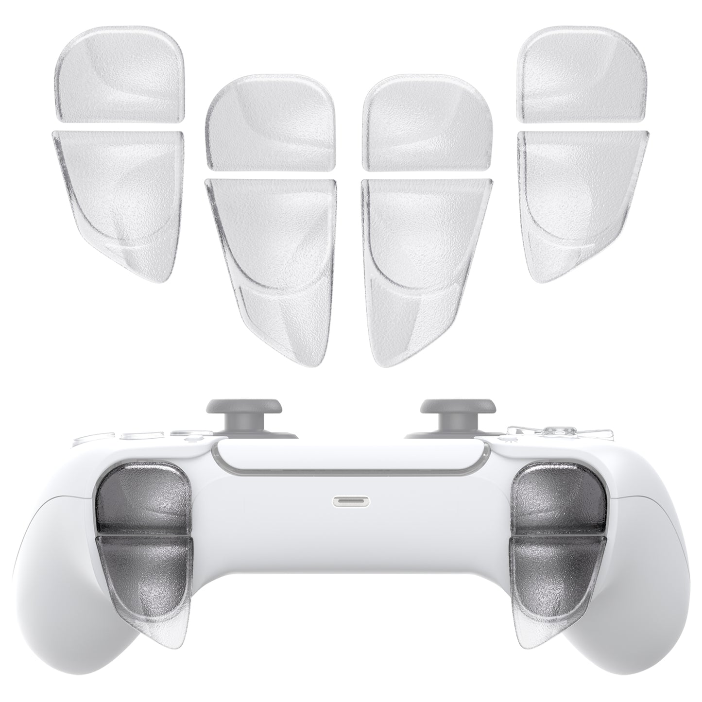 PlayVital Blade 2 Pair Shoulder Buttons Extension Triggers for ps5 Controller, Game Improvement Adjusters for ps5 Controller, Bumper Trigger Extenders for ps5 Controller - Semi-Transparent Clear - PFPJ104 PlayVital