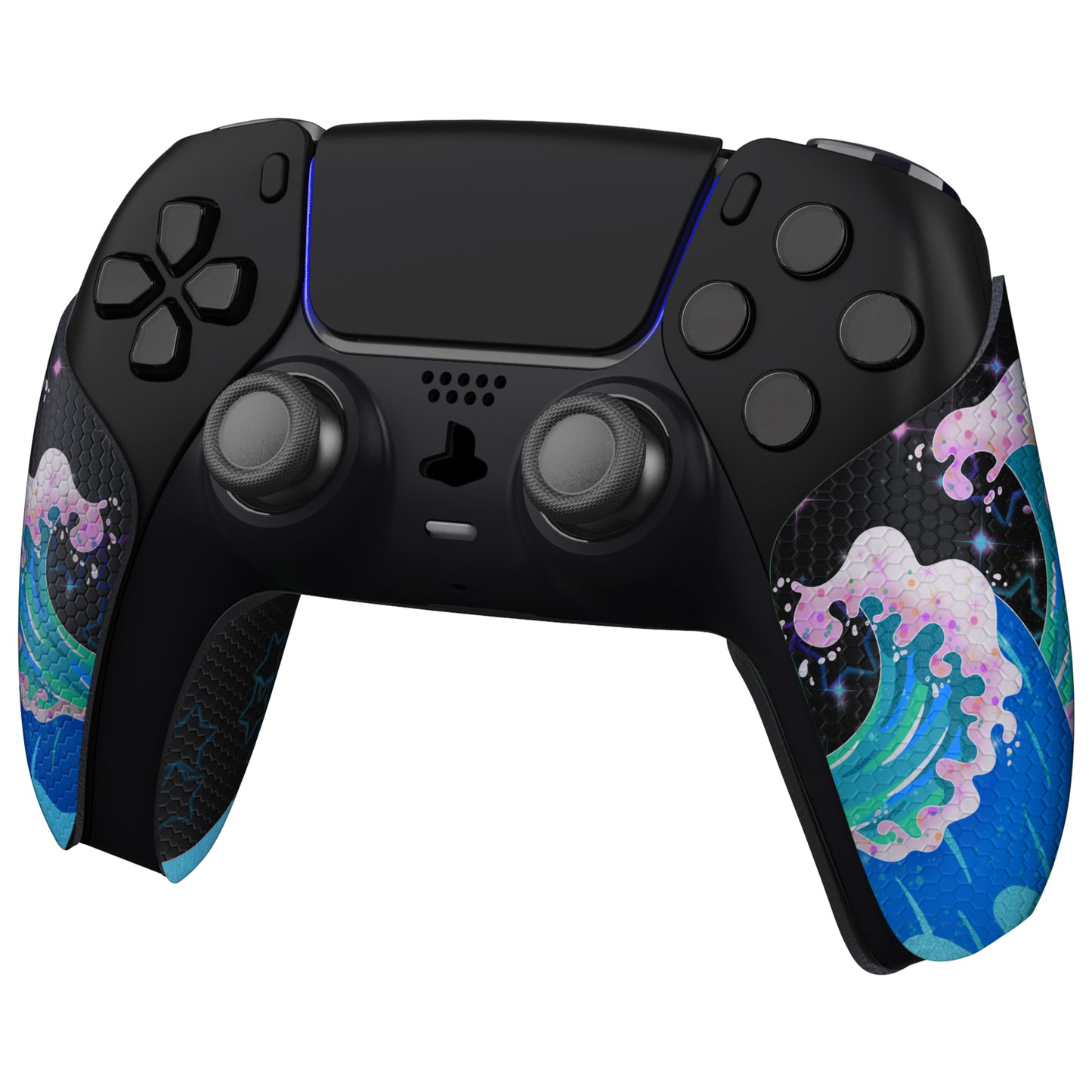 PlayVital Shimmering Waves Anti-Skid Sweat-Absorbent Controller Grip for PS5 Controller, Professional Textured Soft Rubber Pads Handle Grips for PS5 Controller - PFPJ106 PlayVital