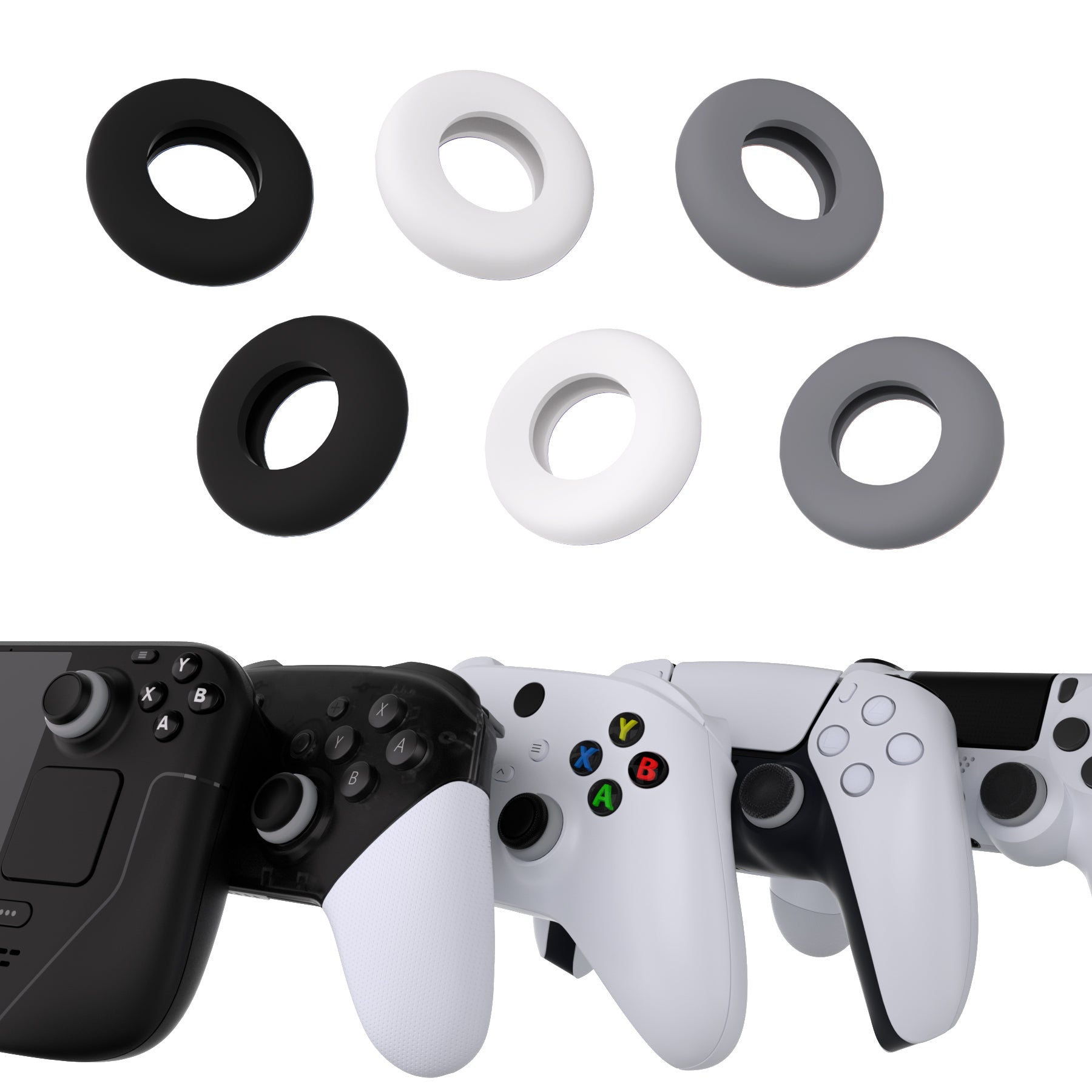 PlayVital 3 Pairs Silicone BuffeRings Aim Assist Target Motion Control Precision Rings for PS5, for PS4, for Xbox Series X/S, Xbox One, Xbox 360, for Switch Pro, for Steam Deck - 3 Different Strengths - PFPJ110 PlayVital