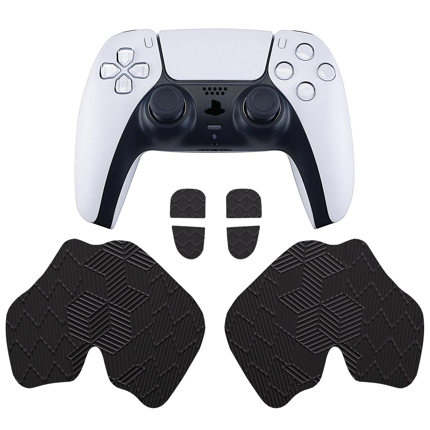 PlayVital eXtremeRate Anti-Slip Silicone Controller Grip Tape for ps5 Controller, Sweat-Absorbent Handle Grips for ps5 Controller with Shoulder Button Trigger Stickers Set - Black - PFPJ111 PlayVital