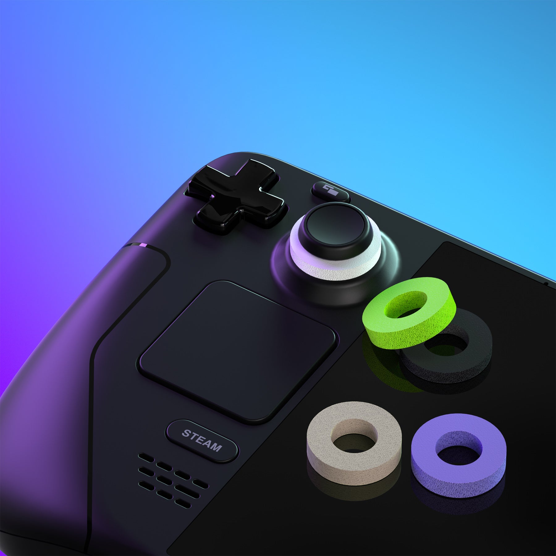 PlayVital 5 Pairs Aim Assist Target Motion Control Precision Rings for ps5, for ps4, for Xbox Series X/S, Xbox One, Xbox 360, for Switch Pro Controller, for Steam Deck - Green Purple Gray Black White - PFPJ117 PlayVital