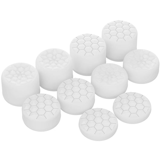 PlayVital White Ergonomic Stick Caps Thumb Grips for PS5, PS4, Xbox Series X/S, Xbox One, Xbox One X/S, Switch Pro Controller - with 3 Height Convex and Concave - Diamond Grain & Crack Bomb Design - PJM2014 PlayVital
