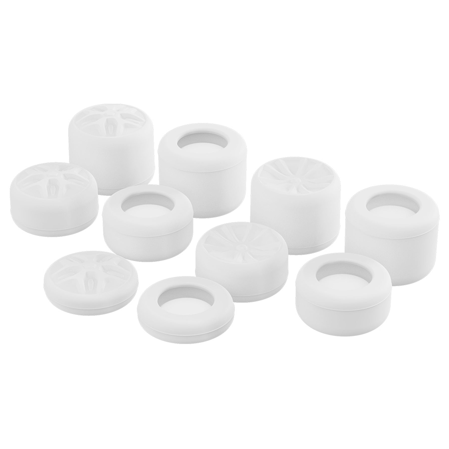 PlayVital White Ergonomic Analog Joystick Caps for Xbox Series X/S, Xbox One, Xbox One X/S, PS5, PS4, Switch Pro Controller - with 3 Height Convex and Concave - Pentagram & Rotary Wheels Design - PJM2018 PlayVital