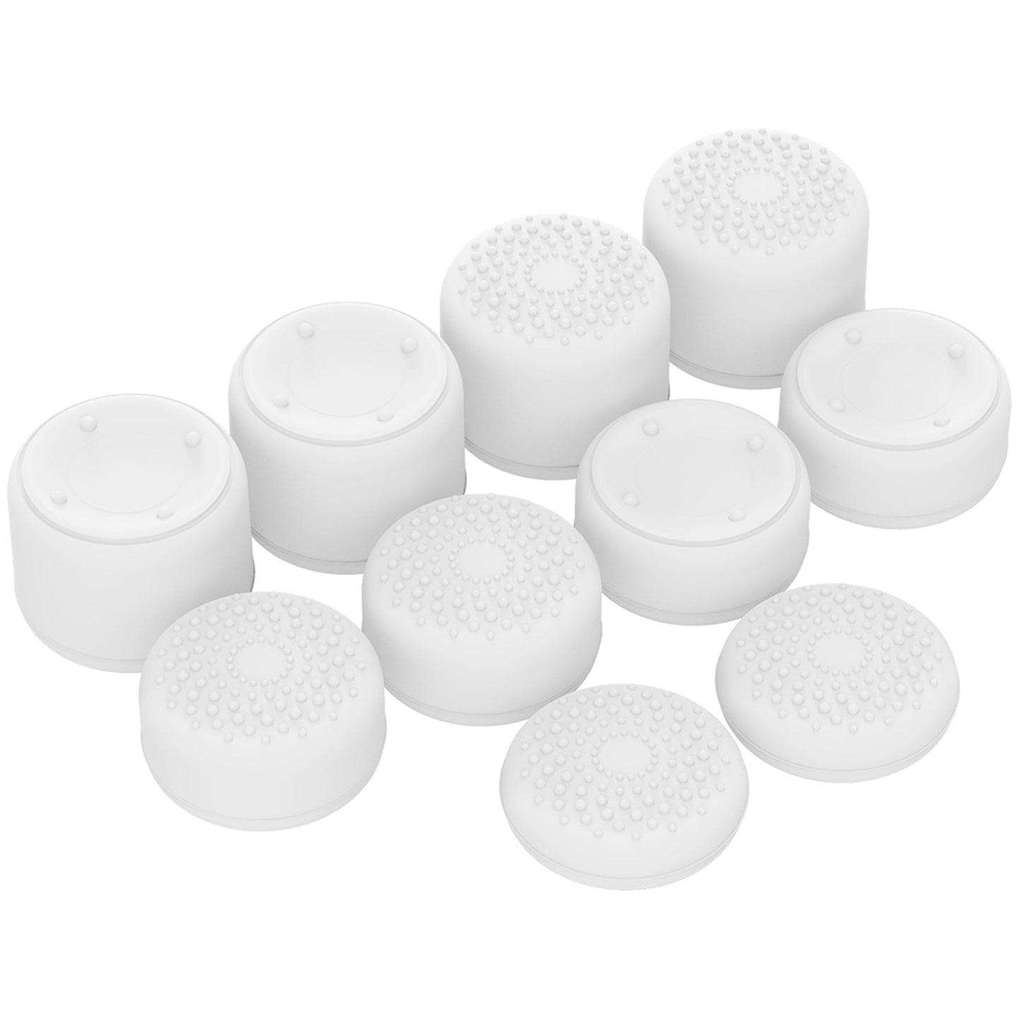 PlayVital White Ergonomic Thumb Stick Grips for Nintendo Switch Pro, PS5, PS4, Xbox Series X/S, Xbox One, Xbox One X/S Controller - with 3 Height Convex and Concave - Raised Dots & Studded Design - PJM2022 PlayVital