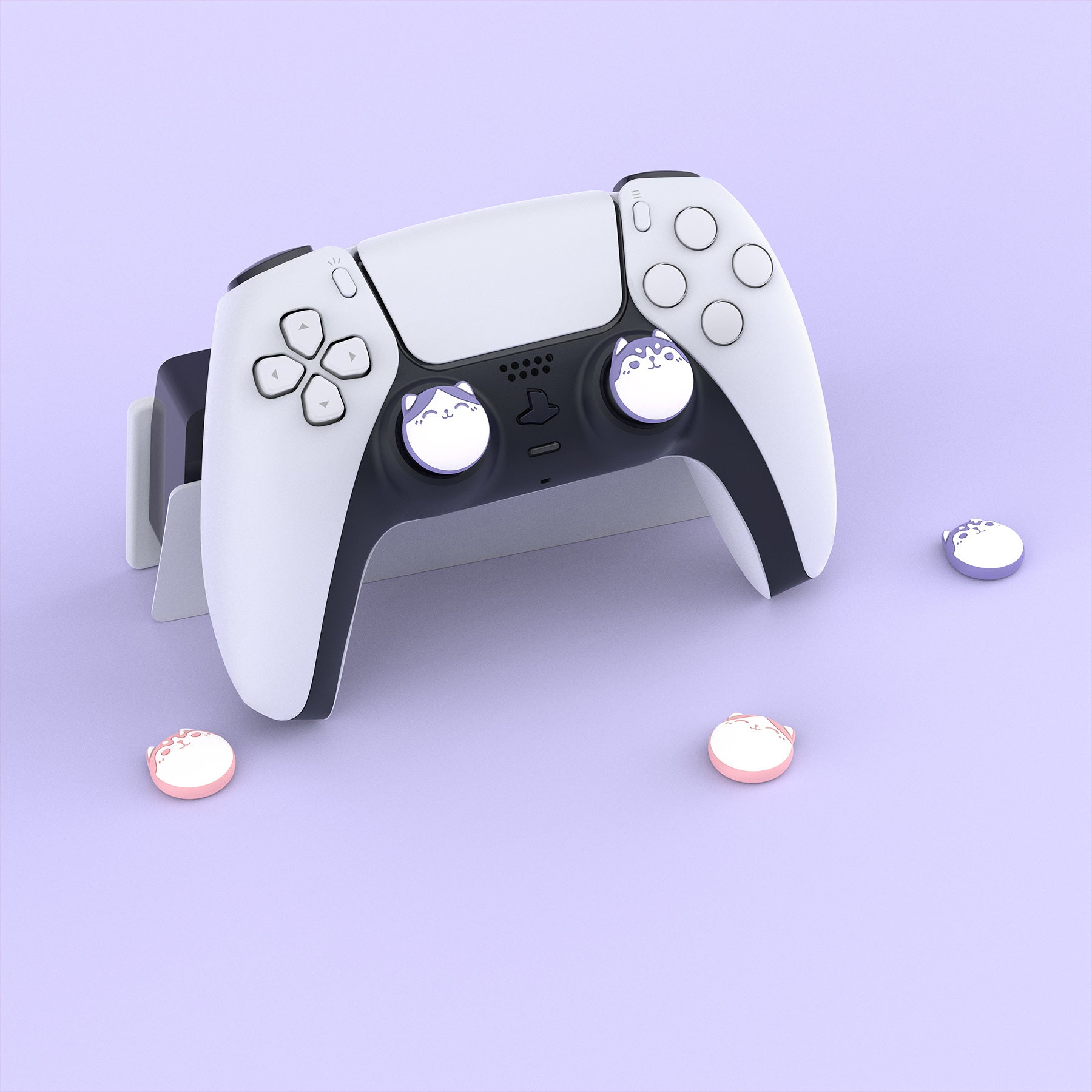 PlayVital Husky & Kitty Cute Thumb Grip Caps for PS5/4 Controller, Sil –  playvital