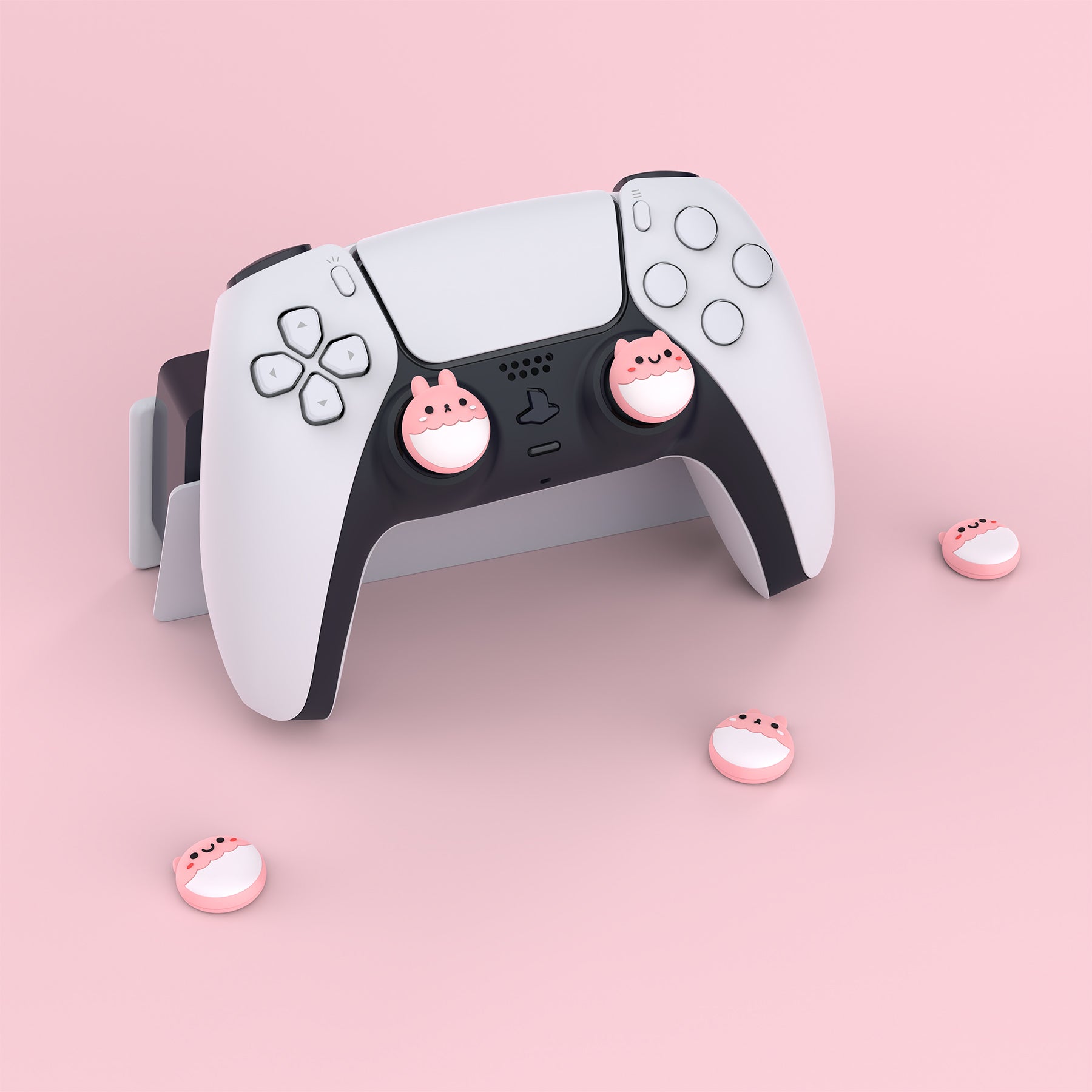 PlayVital Rabbit & Squirrel Cute Thumb Grip Caps for ps5/4 Controller, Silicone Analog Stick Caps Cover for Xbox Series X/S, Thumbstick Caps for Switch Pro Controller - Pale Red - PJM3002 PlayVital