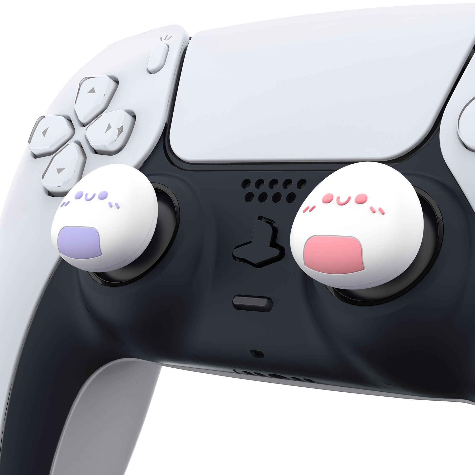 PlayVital Onigiri Cute Thumb Grip Caps for PS5/4 Controller, Silicone Analog Stick Caps Cover for Xbox Series X/S, Thumbstick Caps for Switch Pro Controller - Light Violet & Pink - PJM3008 PlayVital