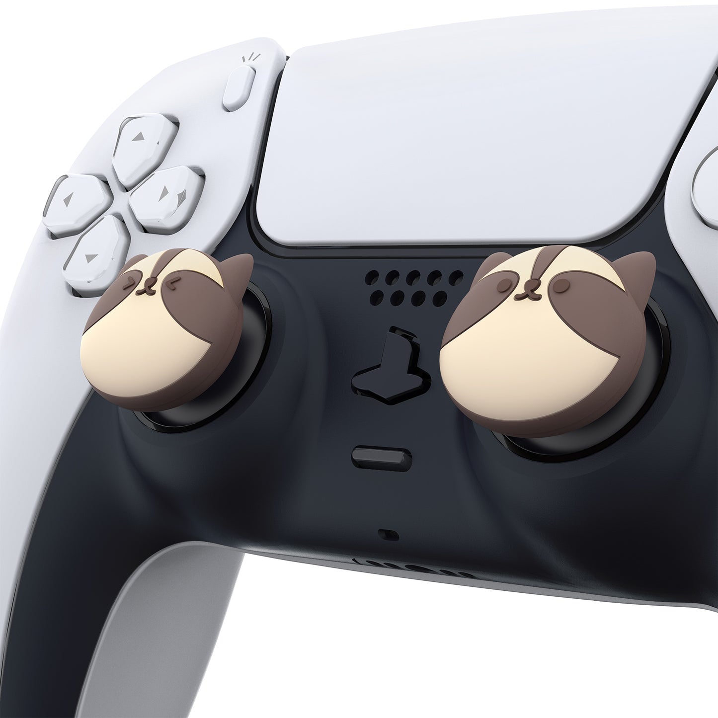 PlayVital Cute Thumb Grip Caps for ps5/4 Controller, Silicone Analog Stick Caps Cover for Xbox Series X/S, Thumbstick Caps for Switch Pro Controller - Little Raccoon - PJM3013 PlayVital