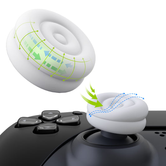 PlayVital Thumbs Cushion Caps Thumb Grips for ps5, for ps4, Thumbstick Grip Cover for Xbox Series X/S, Thumb Grip Caps for Xbox One, Elite Series 2, for Switch Pro Controller - White - PJM3022 PlayVital