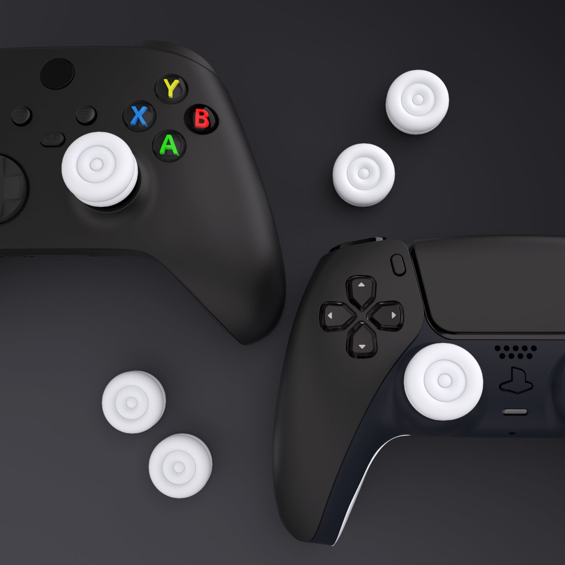 PlayVital Thumbs Cushion Caps Thumb Grips for ps5, for ps4, Thumbstick Grip Cover for Xbox Series X/S, Thumb Grip Caps for Xbox One, Elite Series 2, for Switch Pro Controller - White - PJM3022 PlayVital