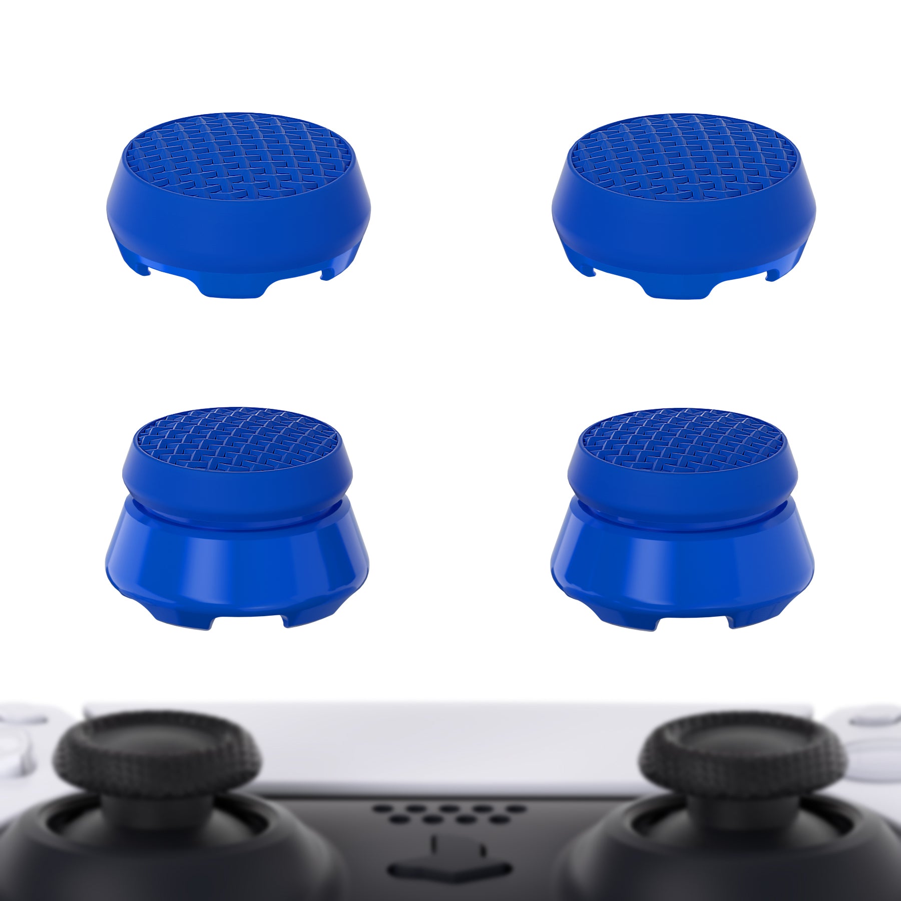 PlayVital Thumbs Assault Armor Thumbstick Extender for ps5 Controller, for ps4 All Model Controllers, Joystick Caps Grip for ps5/4 Controller -2 High Raise and 2 Mid Raise Dome - Blue - PJM4003 PlayVital