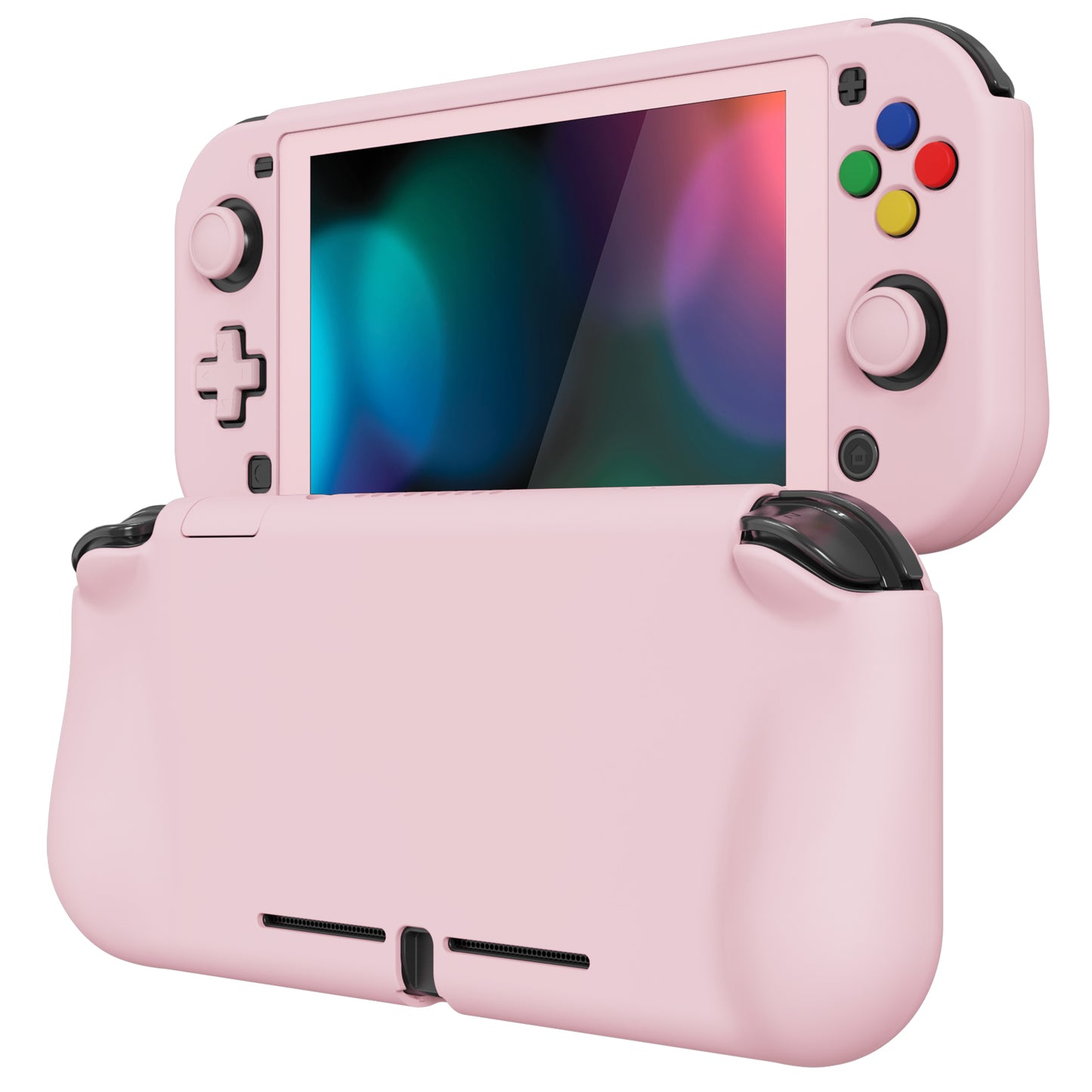 PlayVital ZealProtect Protective Case for Nintendo Switch Lite, Hard Shell Ergonomic Grip Cover for Nintendo Switch Lite w/Screen Protector & Thumb Grip Caps & Button Caps - Cherry Blossoms Pink - PSLYP3001 playvital