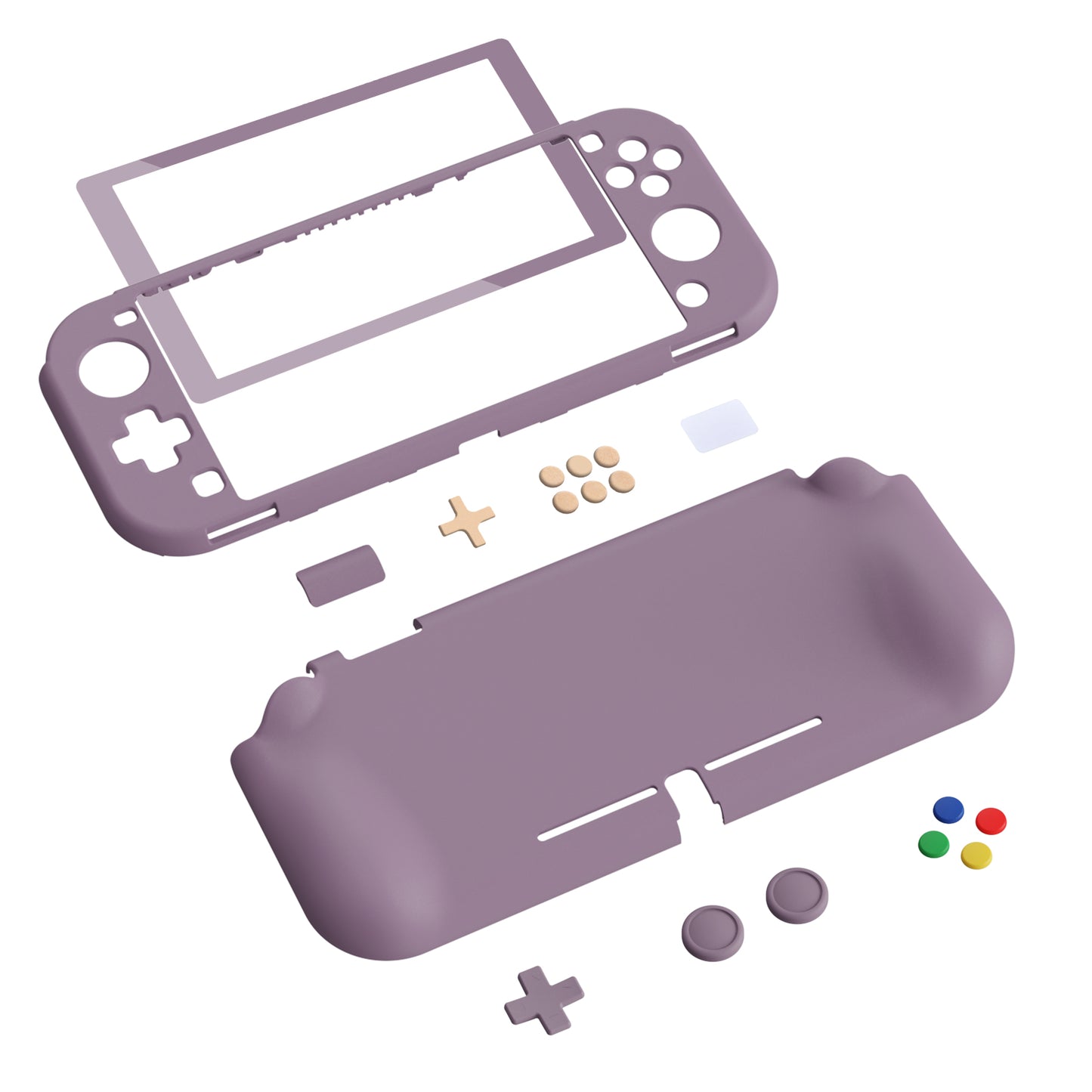 PlayVital ZealProtect Protective Case for Nintendo Switch Lite, Hard Shell Ergonomic Grip Cover for Nintendo Switch Lite w/Screen Protector & Thumb Grip Caps & Button Caps - Dark Grayish Violet - PSLYP3002 playvital