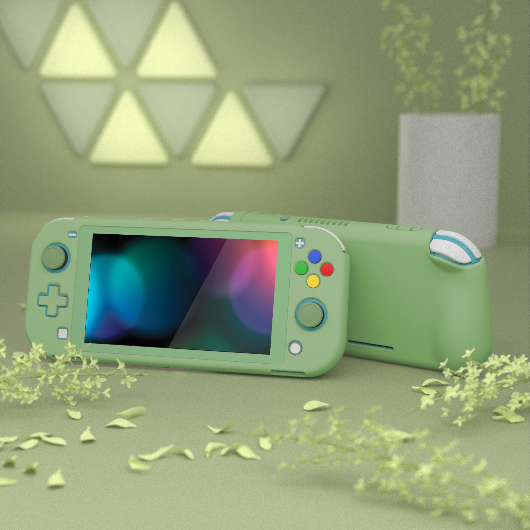 PlayVital ZealProtect Hard Shell Protective Case with Screen Protector &  Thumb Grip Caps & Button Caps for NS Switch Lite - Matcha Green - PSLYP3003