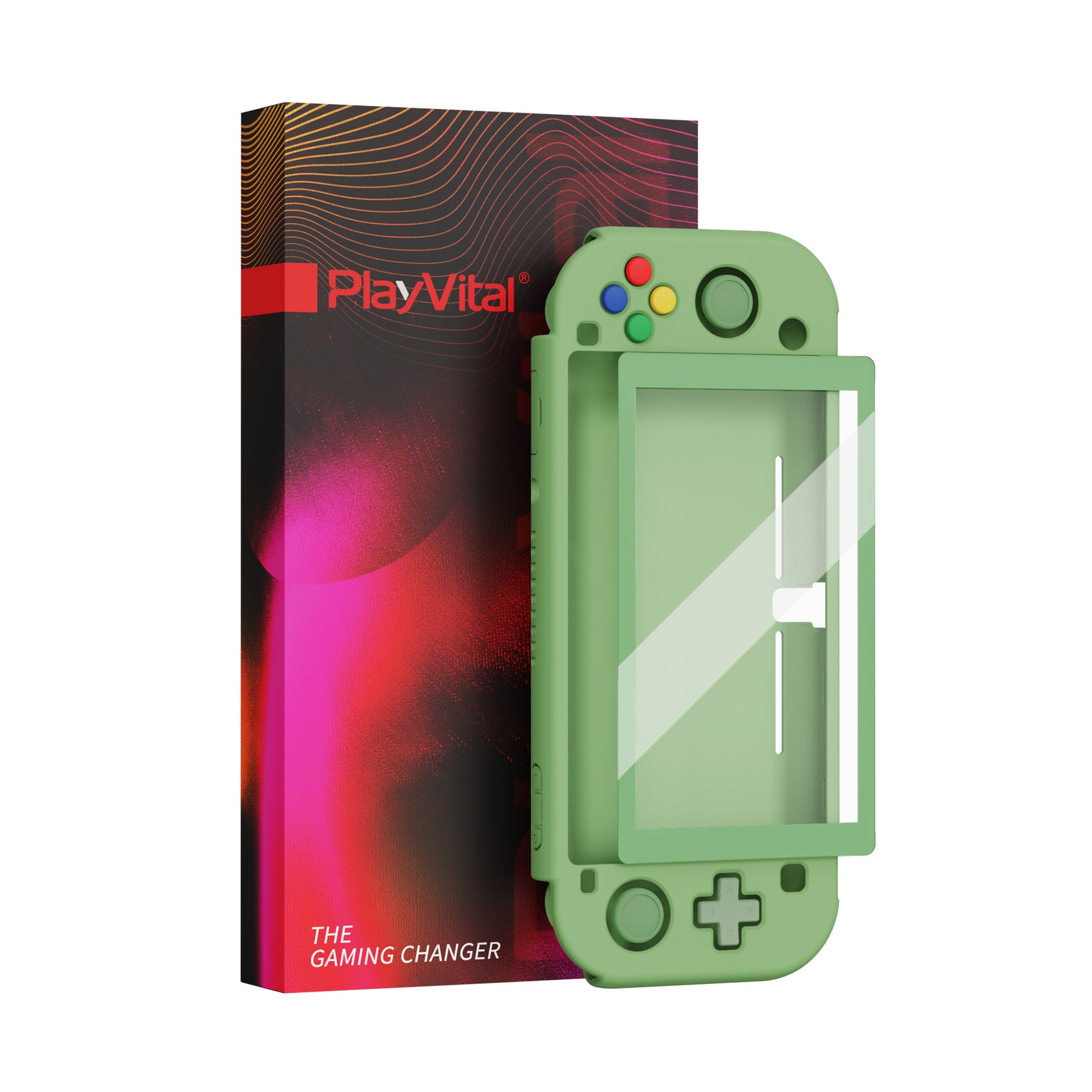 PlayVital ZealProtect Hard Shell Protective Case with Screen Protector &  Thumb Grip Caps & Button Caps for NS Switch Lite - Matcha Green - PSLYP3003
