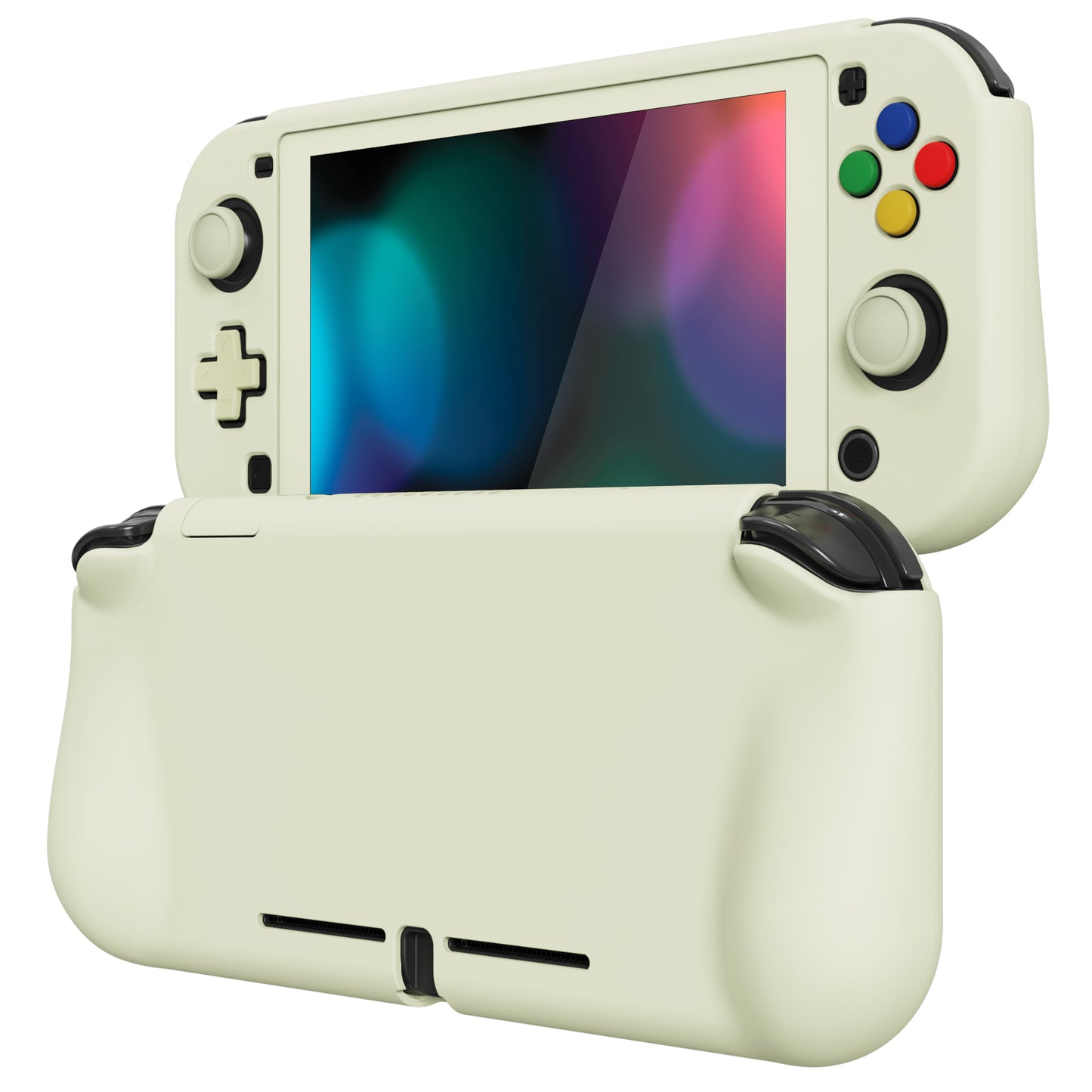 PlayVital ZealProtect Protective Case for Nintendo Switch Lite, Hard Shell Ergonomic Grip Cover for Nintendo Switch Lite w/Screen Protector & Thumb Grip Caps & Button Caps - Antique Yellow - PSLYP3006 playvital