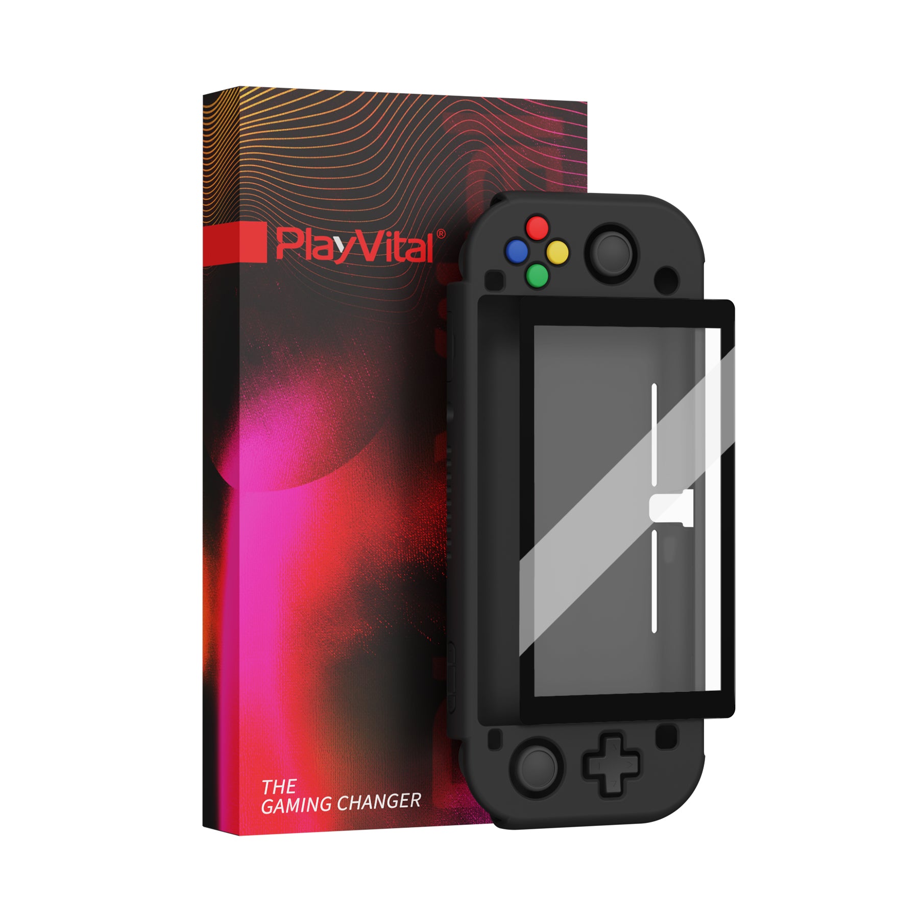 PlayVital ZealProtect Hard Shell Protective Case with Screen Protector &  Thumb Grip Caps & Button Caps for NS Switch Lite - Black - PSLYP3007