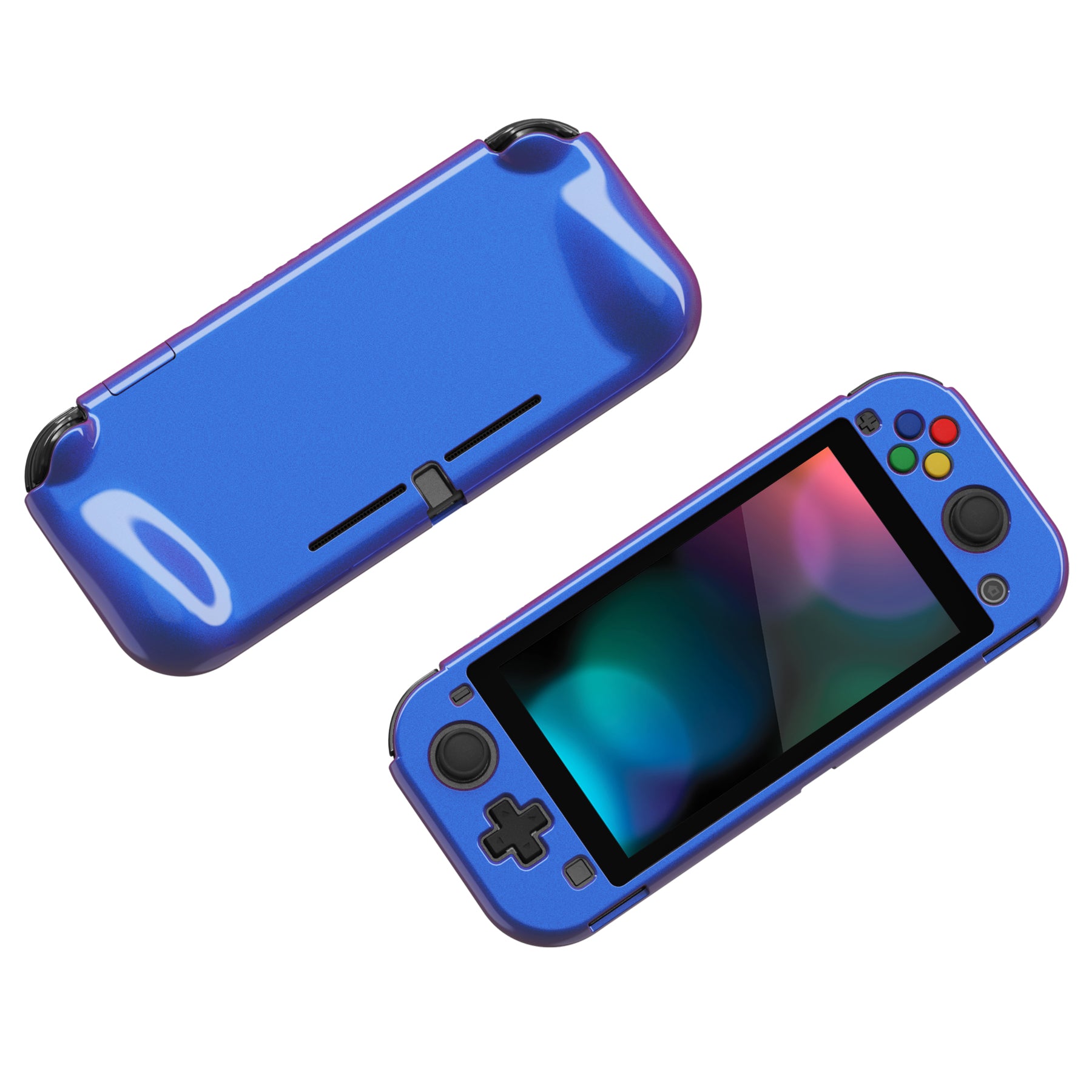 PlayVital ZealProtect Hard Shell Protective Case with Screen Protector &  Thumb Grip Caps & Button Caps for NS Switch Lite - Chameleon Purple Blue -  