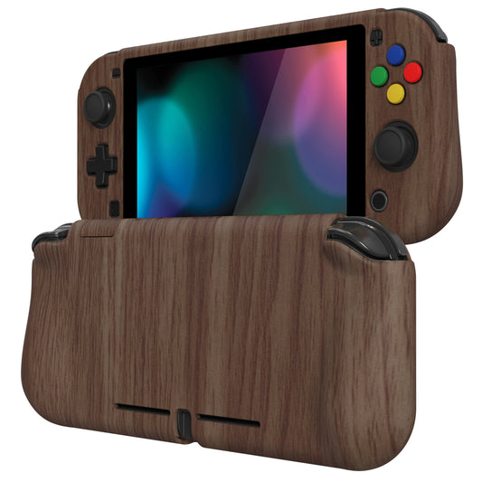 PlayVital ZealProtect Protective Case for Nintendo Switch Lite, Hard Shell Ergonomic Grip Cover for Nintendo Switch Lite w/Screen Protector & Thumb Grip Caps & Button Caps - Wood Grain - PSLYS2001 playvital