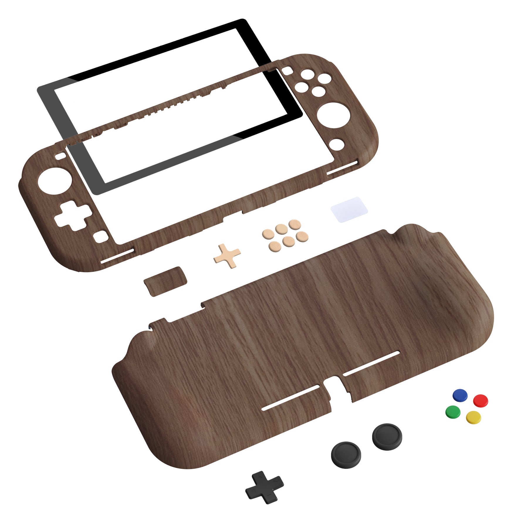 PlayVital ZealProtect Protective Case for Nintendo Switch Lite, Hard Shell Ergonomic Grip Cover for Nintendo Switch Lite w/Screen Protector & Thumb Grip Caps & Button Caps - Wood Grain - PSLYS2001 playvital