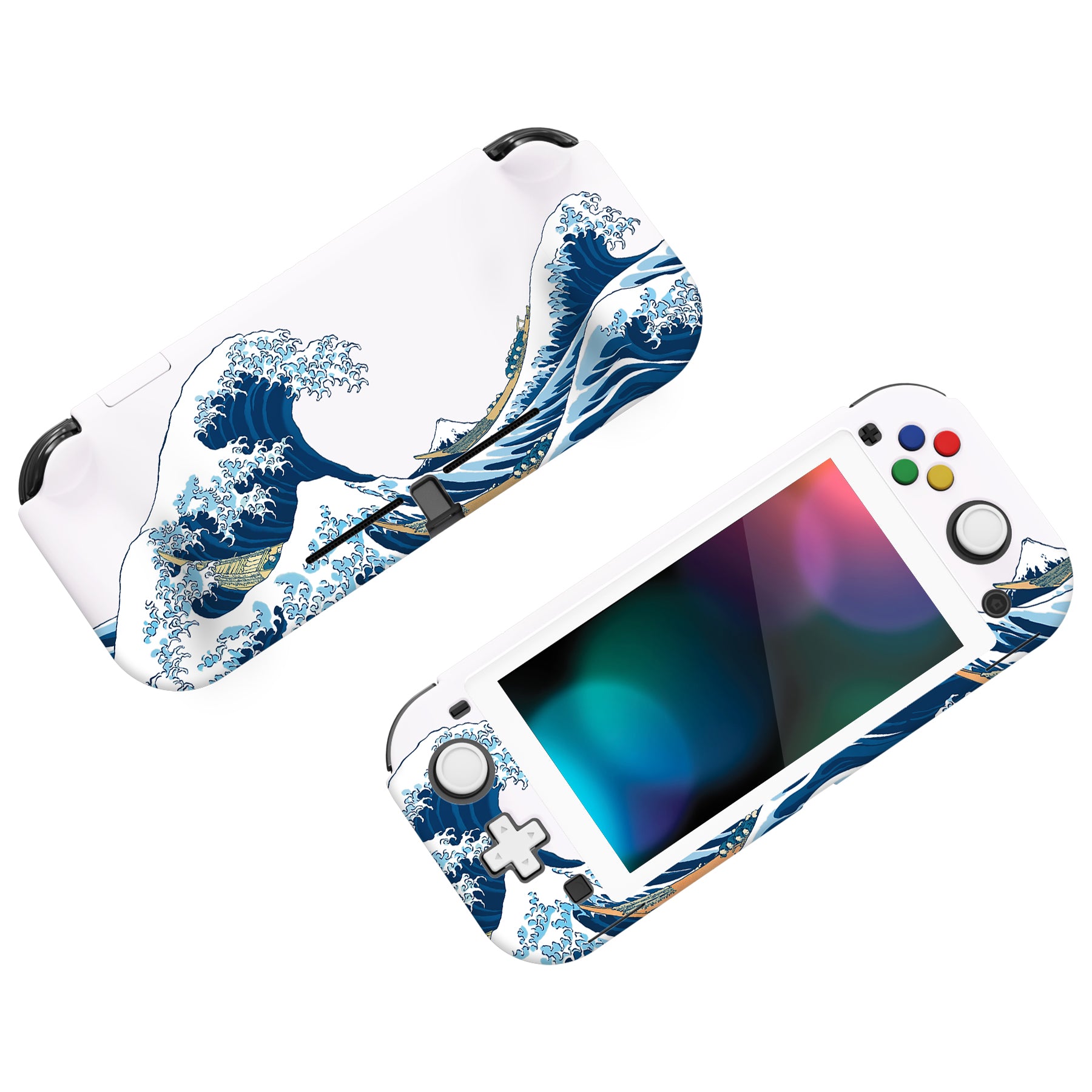 PlayVital ZealProtect Hard Shell Protective Case with Screen Protector &  Thumb Grip Caps & Button Caps for NS Switch Lite - The Great Wave off 