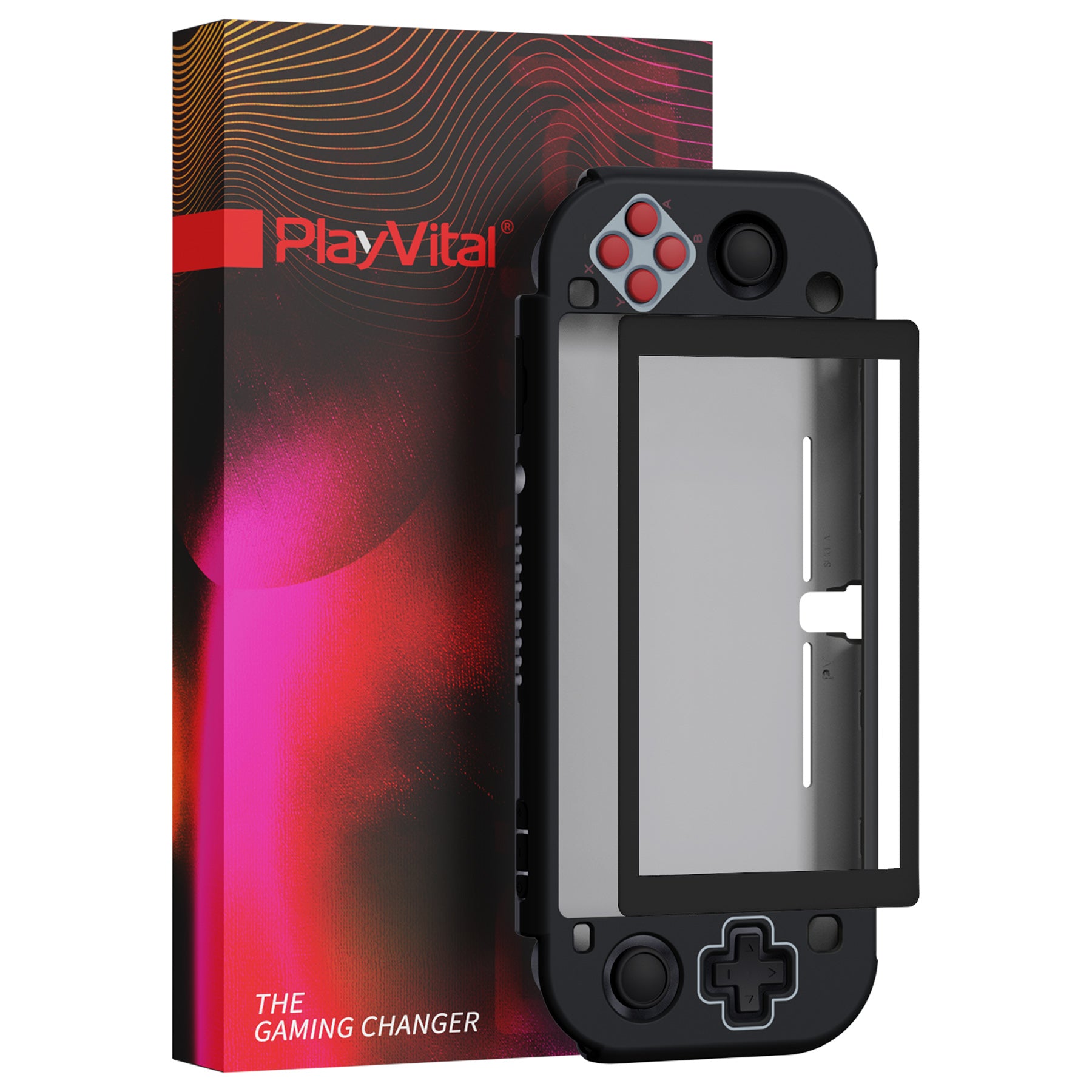PlayVital ZealProtect Hard Shell Protective Case with Screen Protector &  Thumb Grip Caps & Button Caps for NS Switch Lite - Classics NES Style - 