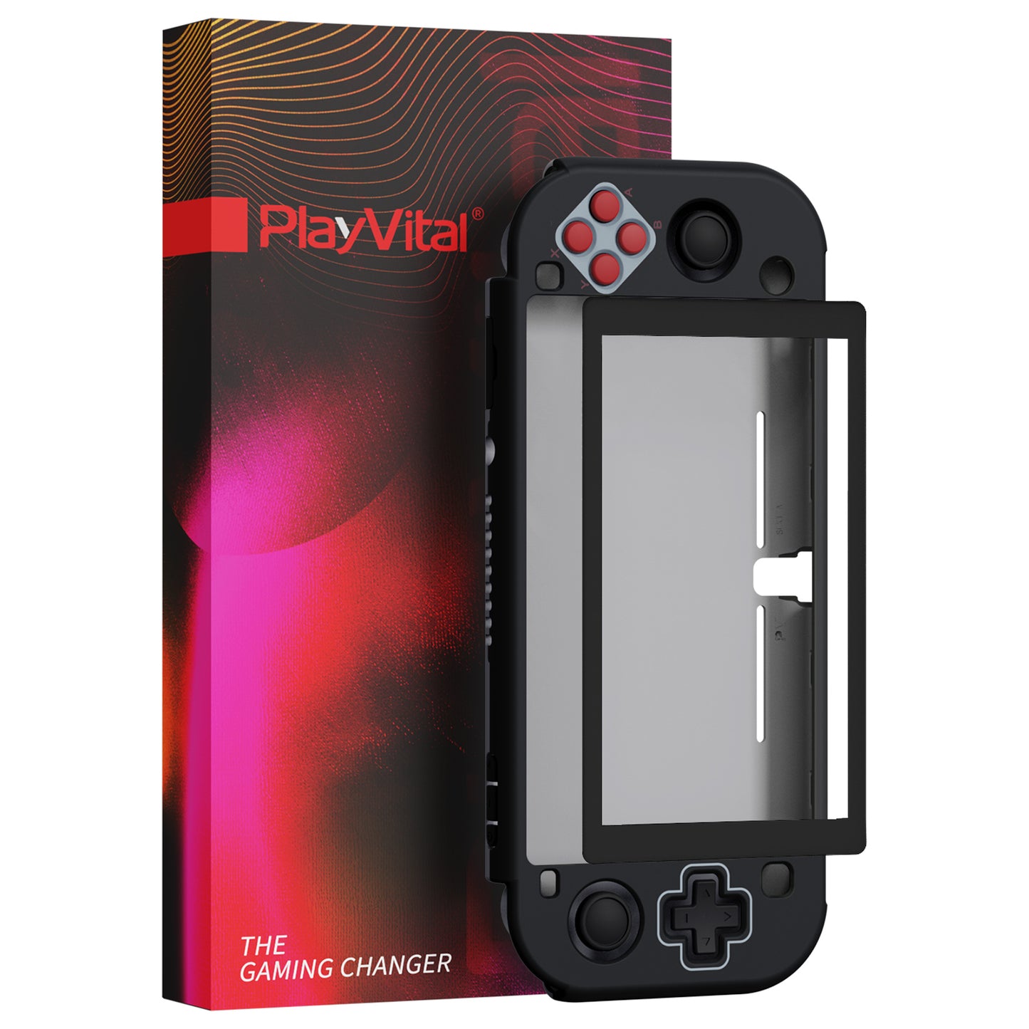 PlayVital ZealProtect Protective Case for Nintendo Switch Lite, Hard Shell Ergonomic Grip Cover for Switch Lite w/Screen Protector & Thumb Grip Caps & Button Caps - Classics NES Style - PSLYY7003 PlayVital