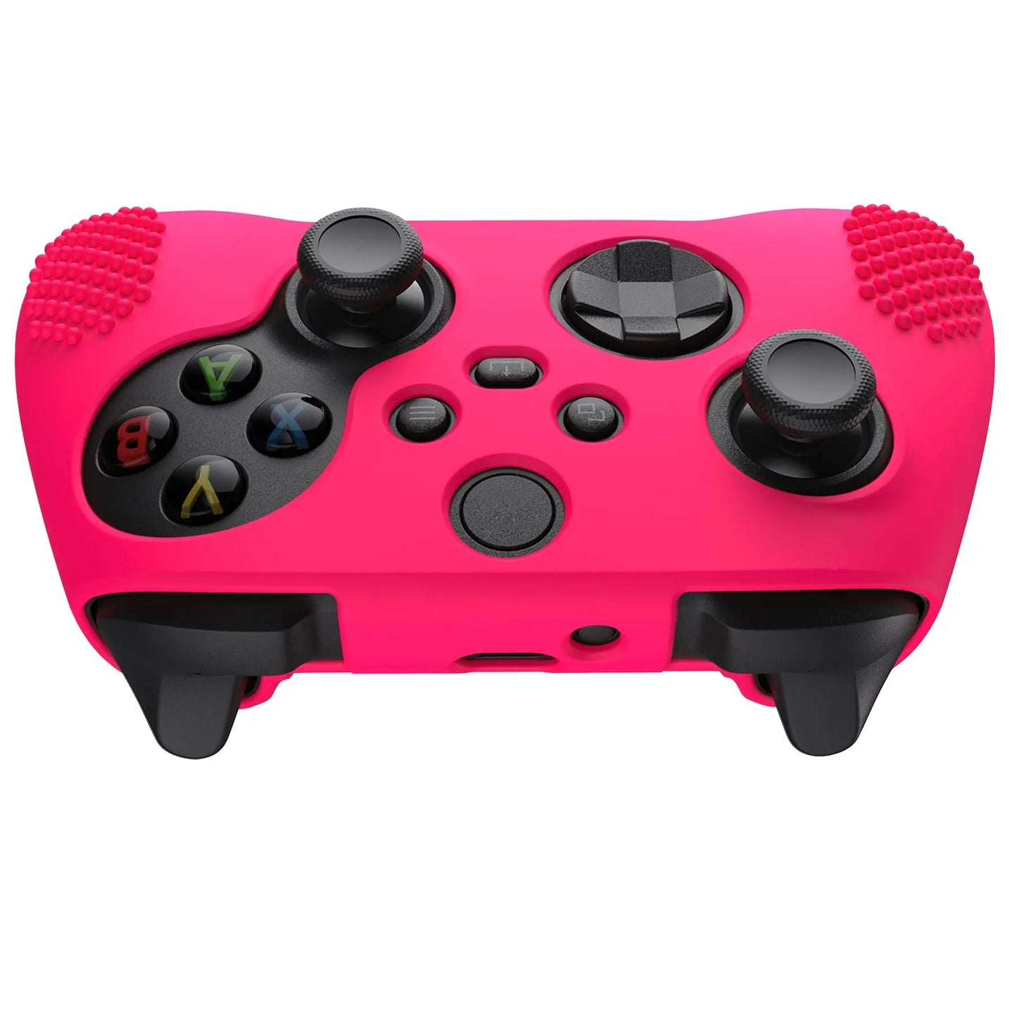 PlayVital Bright Pink 3D Studded Edition Anti-slip Silicone Cover Skin for Xbox Series X Controller, Soft Rubber Case Protector for Xbox Series S Controller with 6 Black Thumb Grip Caps - SDX3019 PlayVital