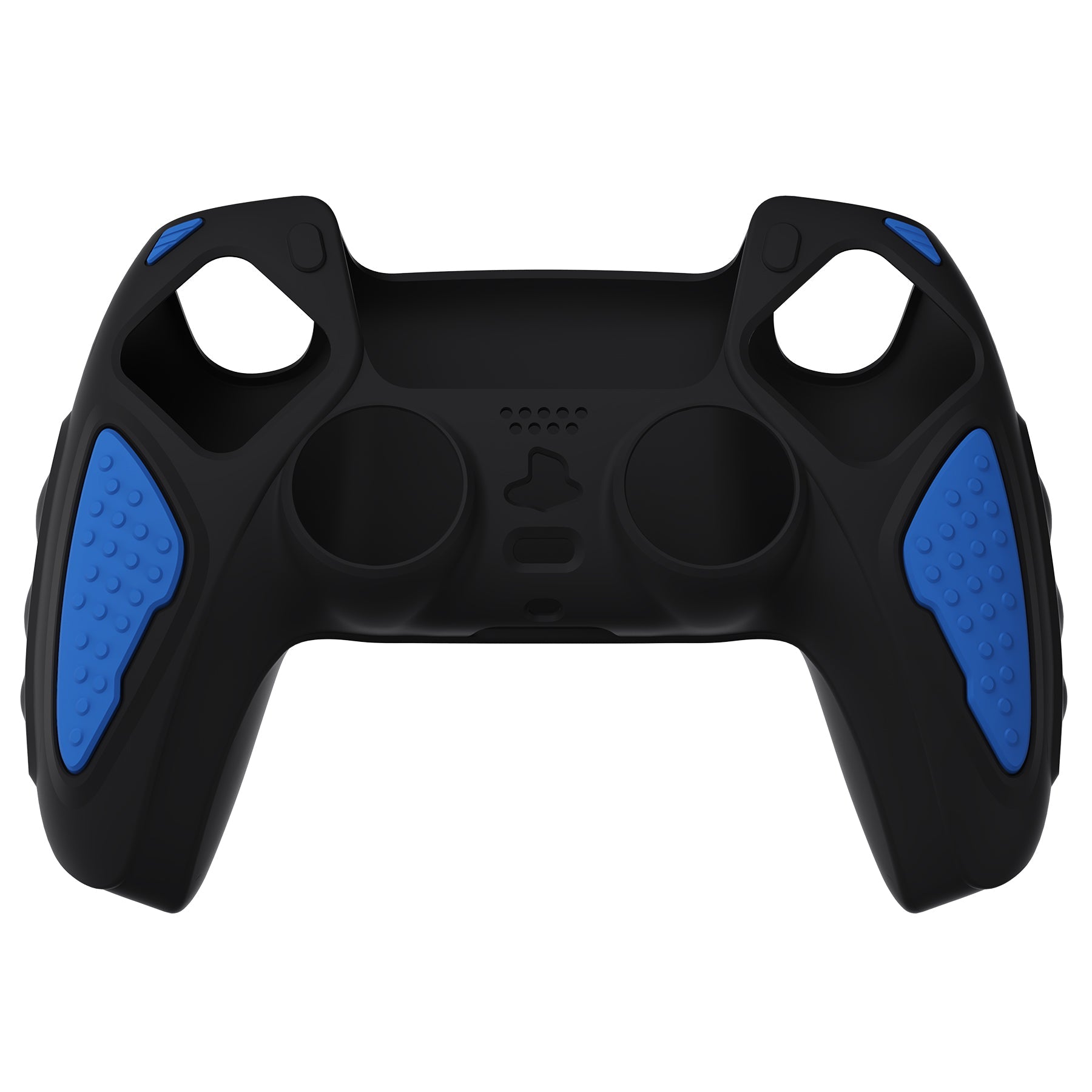 PlayVital Knight Edition Black & Blue Two Tone Anti-Slip Silicone Cover Skin for Playstation 5 Controller, Soft Rubber Case for PS5 Controller with Thumb Grip Caps - QSPF009 PlayVital
