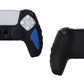PlayVital Knight Edition Black & Blue Two Tone Anti-Slip Silicone Cover Skin for Playstation 5 Controller, Soft Rubber Case for PS5 Controller with Thumb Grip Caps - QSPF009 PlayVital