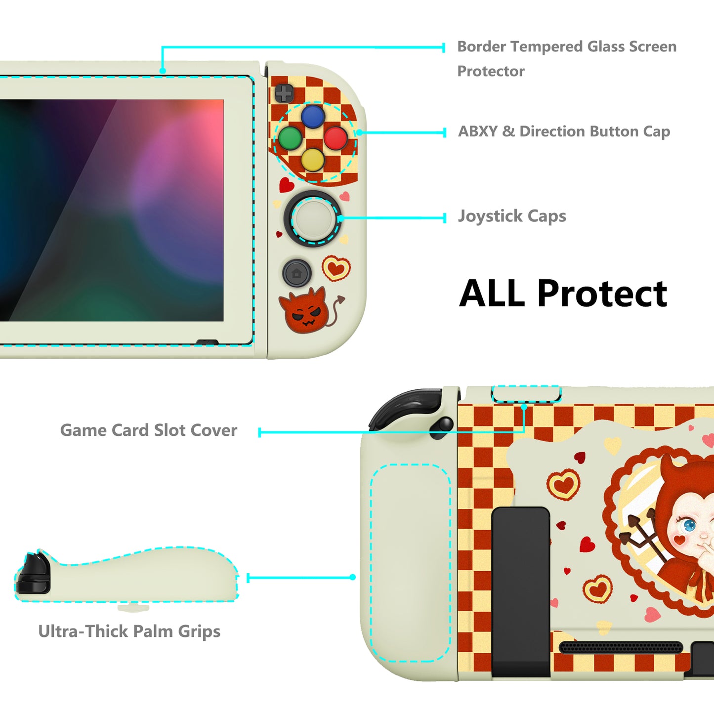 PlayVital ZealProtect Soft Protective Case for Nintendo Switch - Little Devils - RNSYV6027 playvital