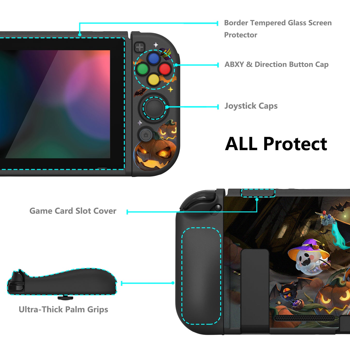 PlayVital ZealProtect Soft Protective Case for Nintendo Switch - Halloween Candy Night - RNSYV6028 playvital