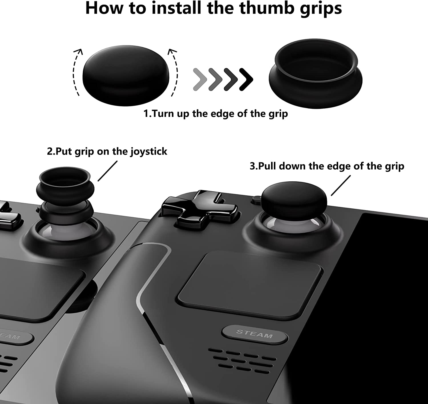 PlayVital Thumb Grip Caps for Steam Deck, Silicone Thumbsticks Grips Joystick Caps for Steam Deck - Fire Demons - YFSDM002 PlayVital