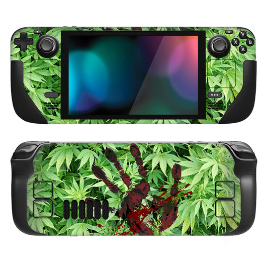 PlayVital Full Set Protective Skin Decal for Steam Deck, Custom Stickers Vinyl Cover for Steam Deck Handheld Gaming PC - Blood Handprint Weeds - SDTM003 playvital