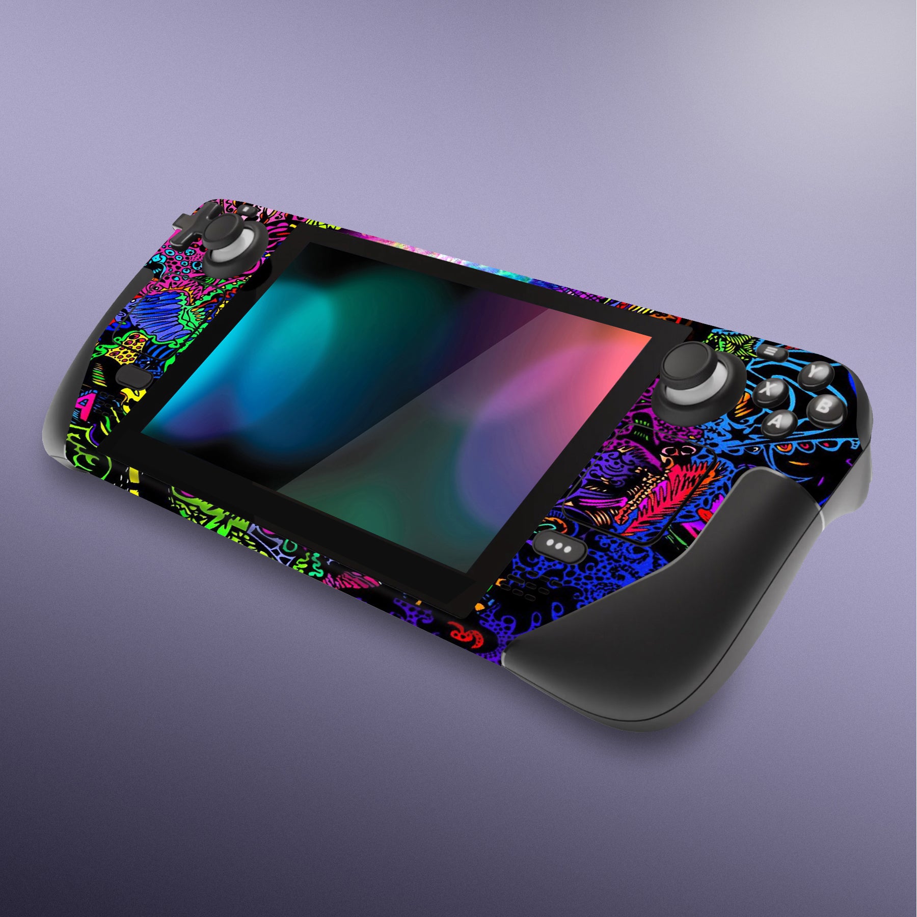 PlayVital Full Set Protective Skin Decal for Steam Deck, Custom Stickers Vinyl Cover for Steam Deck Handheld Gaming PC - Psychedelic Leaf - SDTM007 playvital