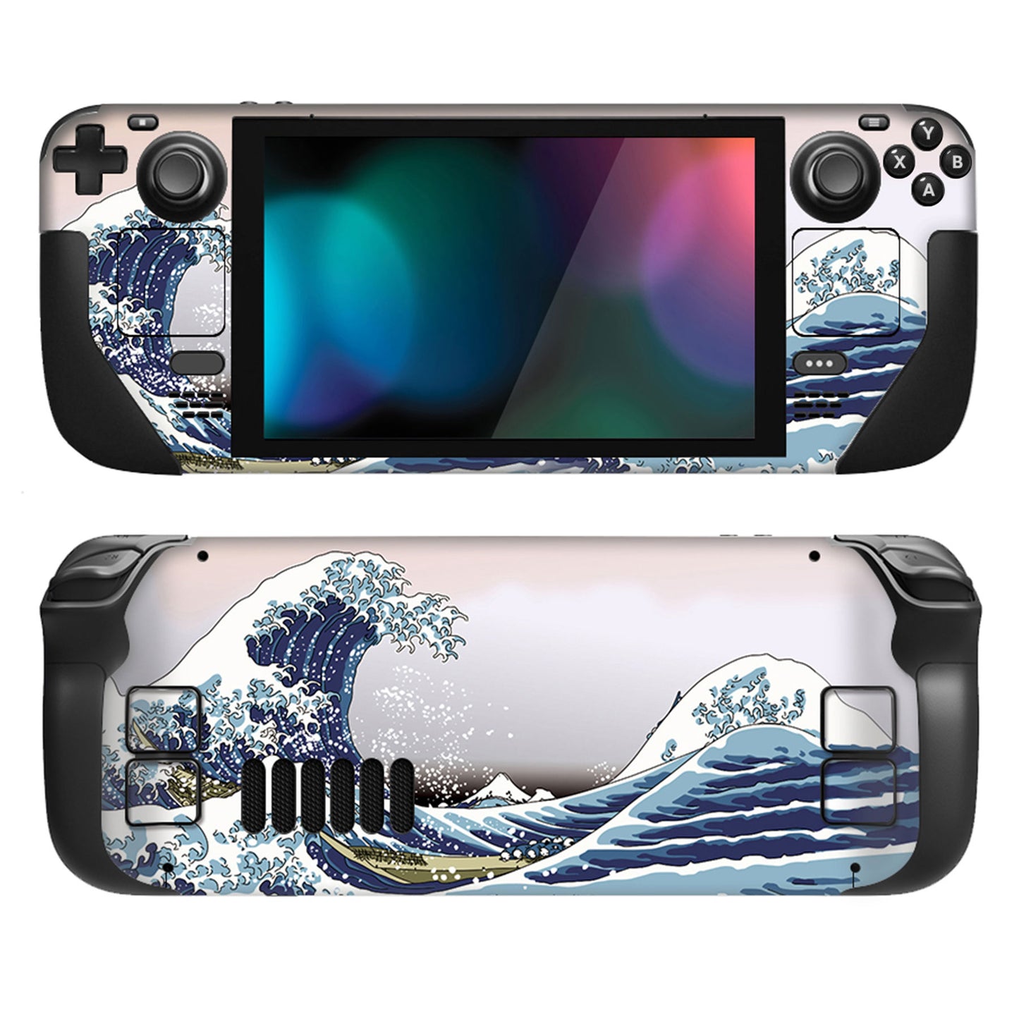 PlayVital Full Set Protective Skin Decal for Steam Deck, Custom Stickers Vinyl Cover for Steam Deck Handheld Gaming PC - The Great Wave - SDTM008 playvital