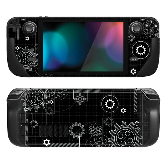 PlayVital Full Set Protective Skin Decal for Steam Deck, Custom Stickers Vinyl Cover for Steam Deck Handheld Gaming PC - Dynamic Sketch Black - SDTM018 playvital