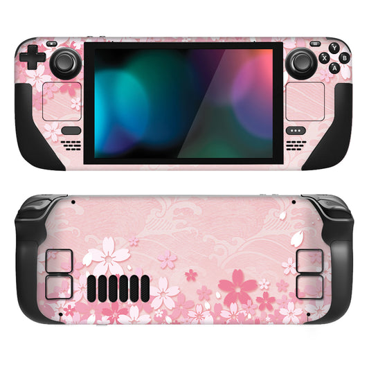 PlayVital Full Set Protective Skin Decal for Steam Deck, Custom Stickers Vinyl Cover for Steam Deck Handheld Gaming PC - Cherry Blossoms Petals - SDTM028 playvital