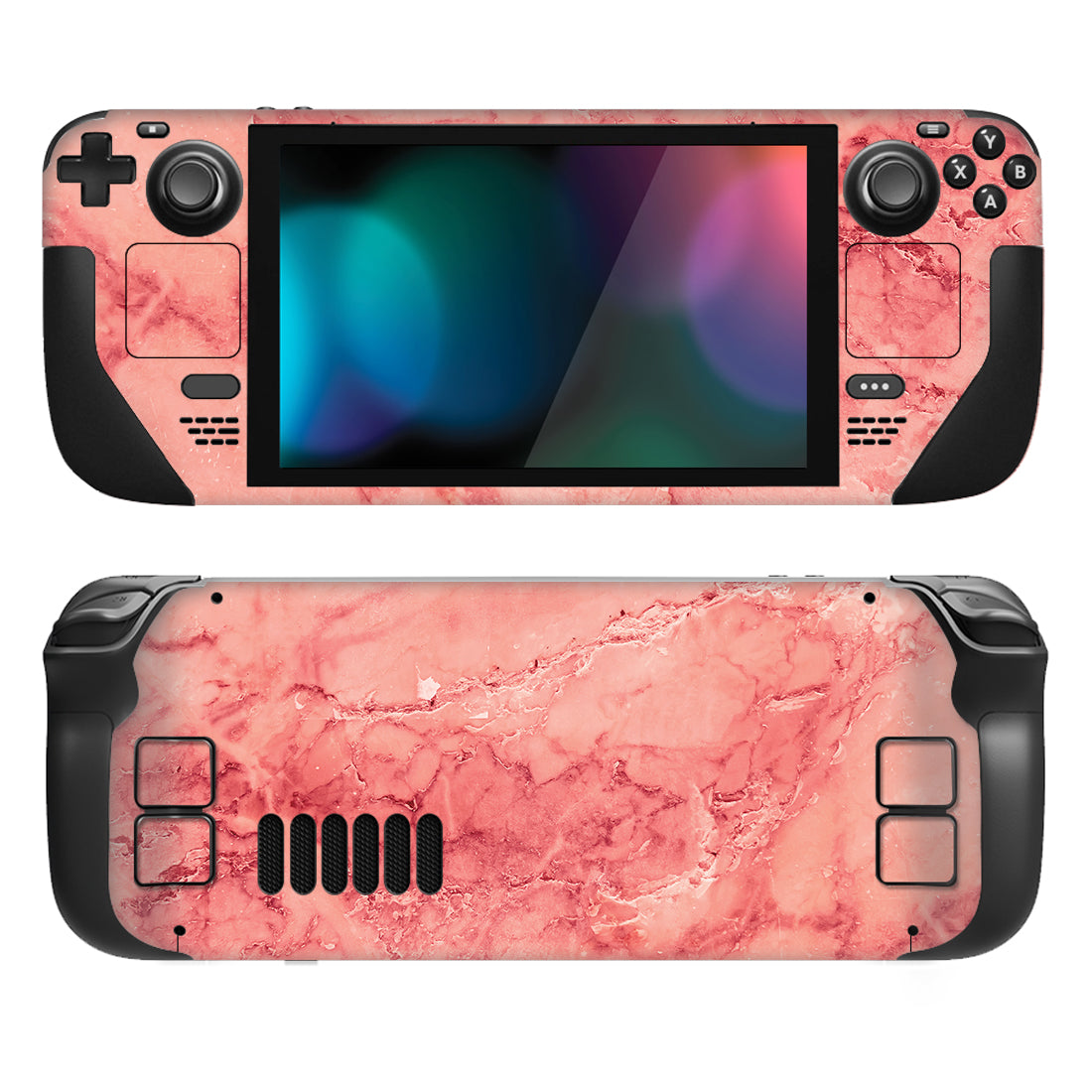 PlayVital Full Set Protective Skin Decal for Steam Deck, Custom Stickers Vinyl Cover for Steam Deck Handheld Gaming PC - Pastel Red Marble - SDTM033 playvital