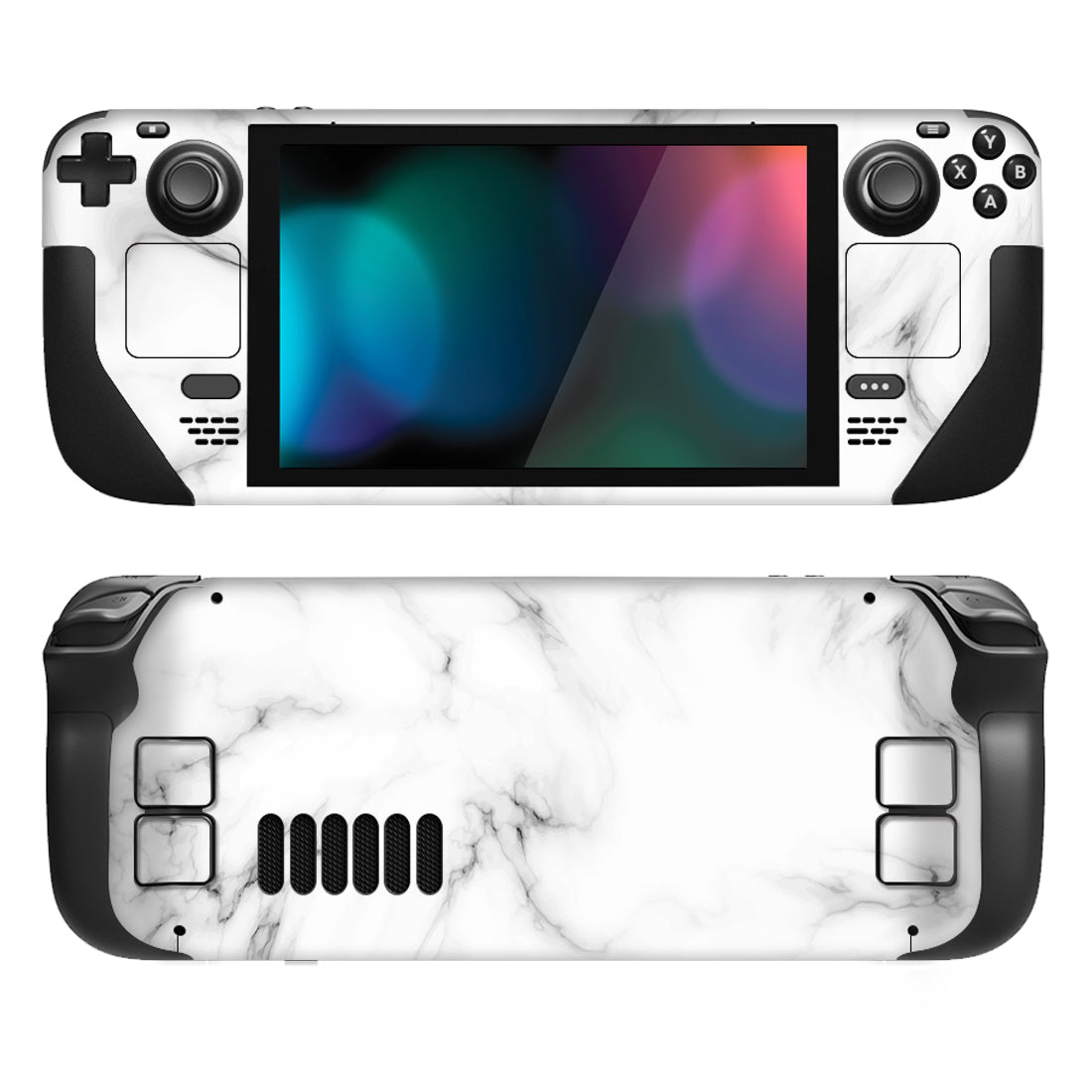 PlayVital Full Set Protective Skin Decal for Steam Deck, Custom Stickers Vinyl Cover for Steam Deck Handheld Gaming PC - Seamless White Marble - SDTM034 playvital