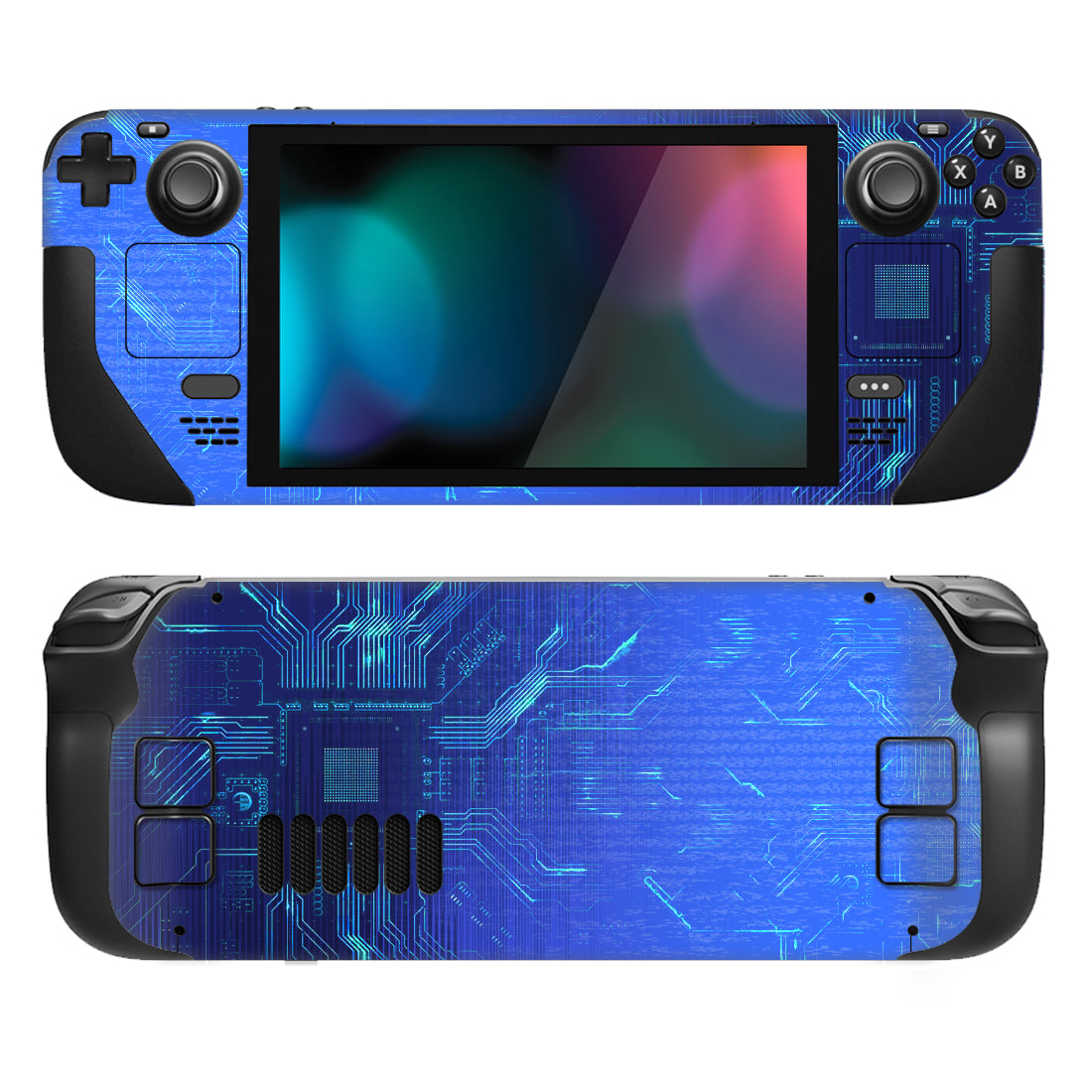 PlayVital Full Set Protective Skin Decal for Steam Deck, Custom Stickers Vinyl Cover for Steam Deck Handheld Gaming PC - Blue Light Graphic - SDTM038 playvital