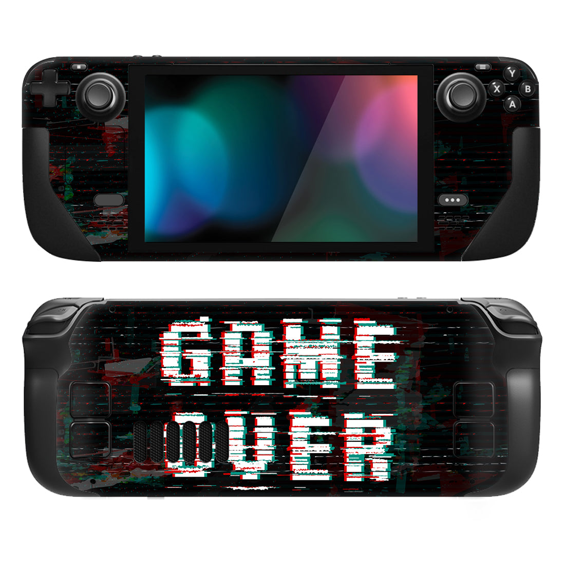 PlayVital Full Set Protective Skin Decal for Steam Deck, Custom Stickers Vinyl Cover for Steam Deck Handheld Gaming PC - Game Over Glitch - SDTM040 playvital