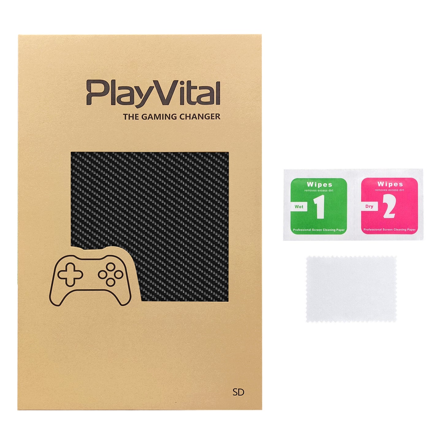 PlayVital Full Set Protective Skin Decal for Steam Deck, Custom Stickers Vinyl Cover for Steam Deck Handheld Gaming PC - Black Silver Carbon Fiber - SDTM052 PlayVital