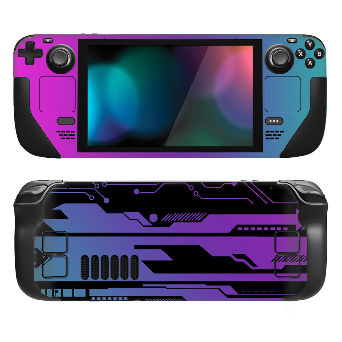 PlayVital Full Set Protective Skin Decal For Steam Deck LCD, Custom Stickers Vinyl Cover For Steam Deck OLED - Black Silver Carbon Fiber